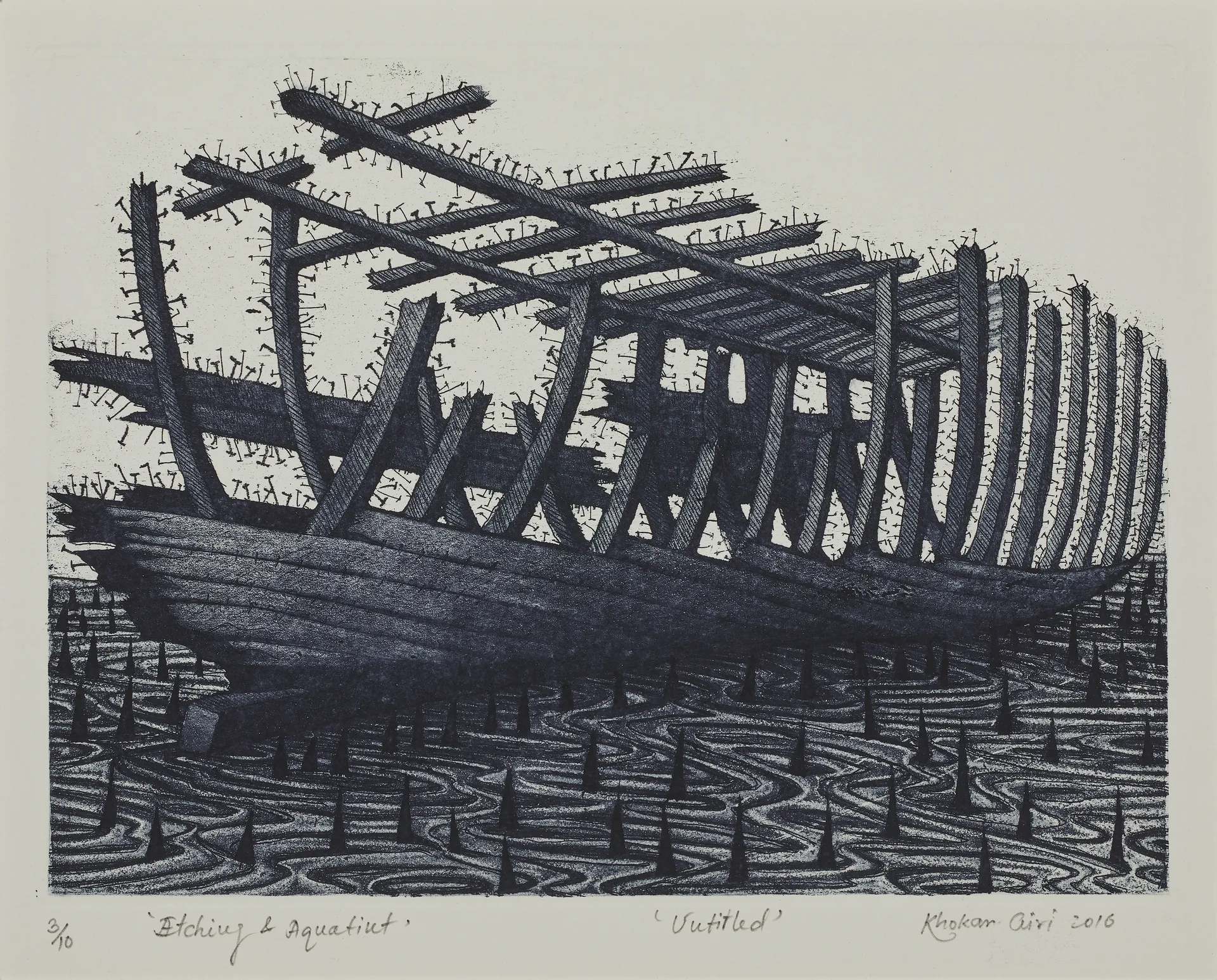 Untitled by Khokan Giri - Etching & aquatint