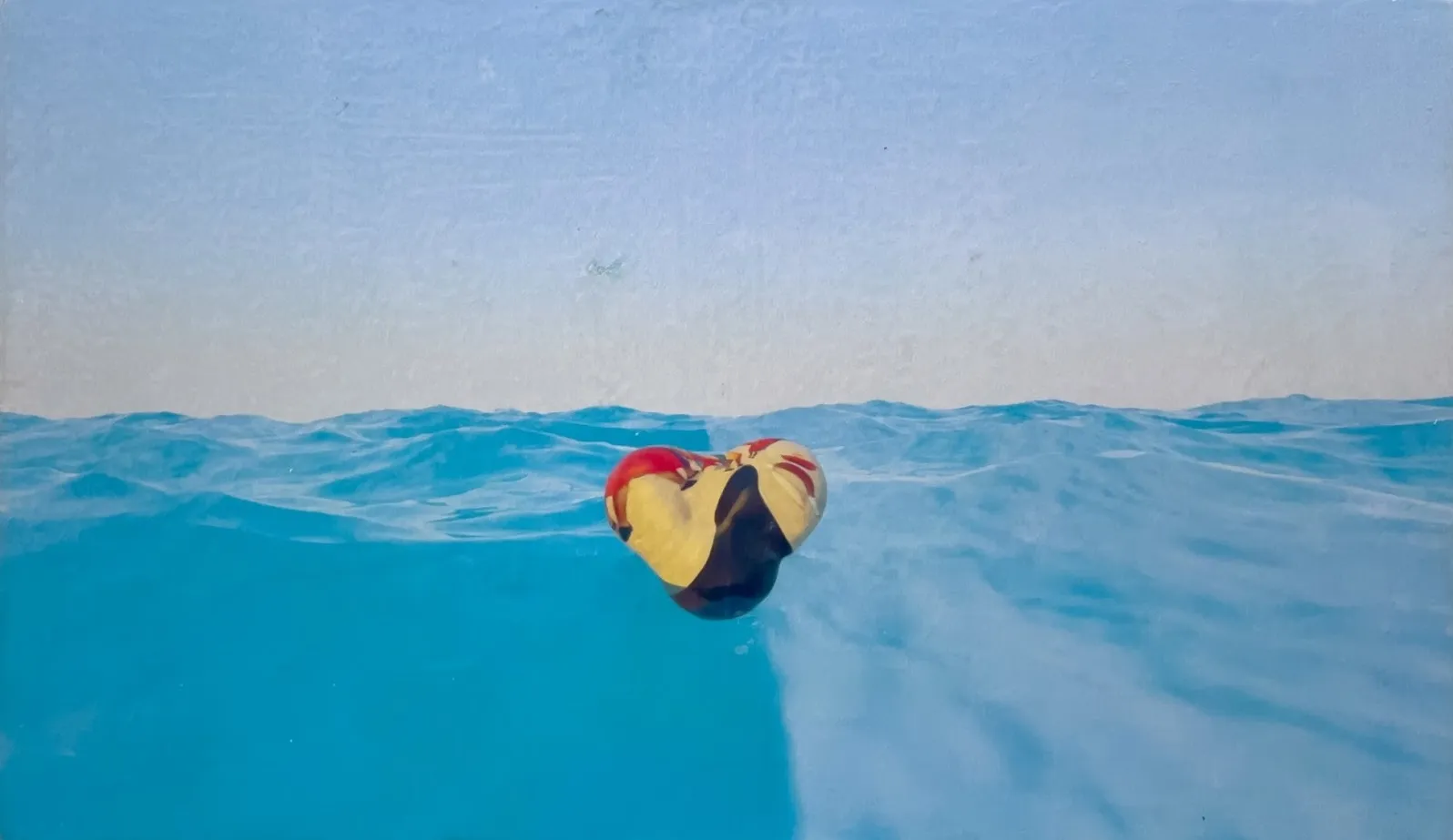 Floating heart I by Boris Colin Alphonse - Digital sculpture made in Blender, UV print on prepared marine plywood (water sealant, primer, gesso)