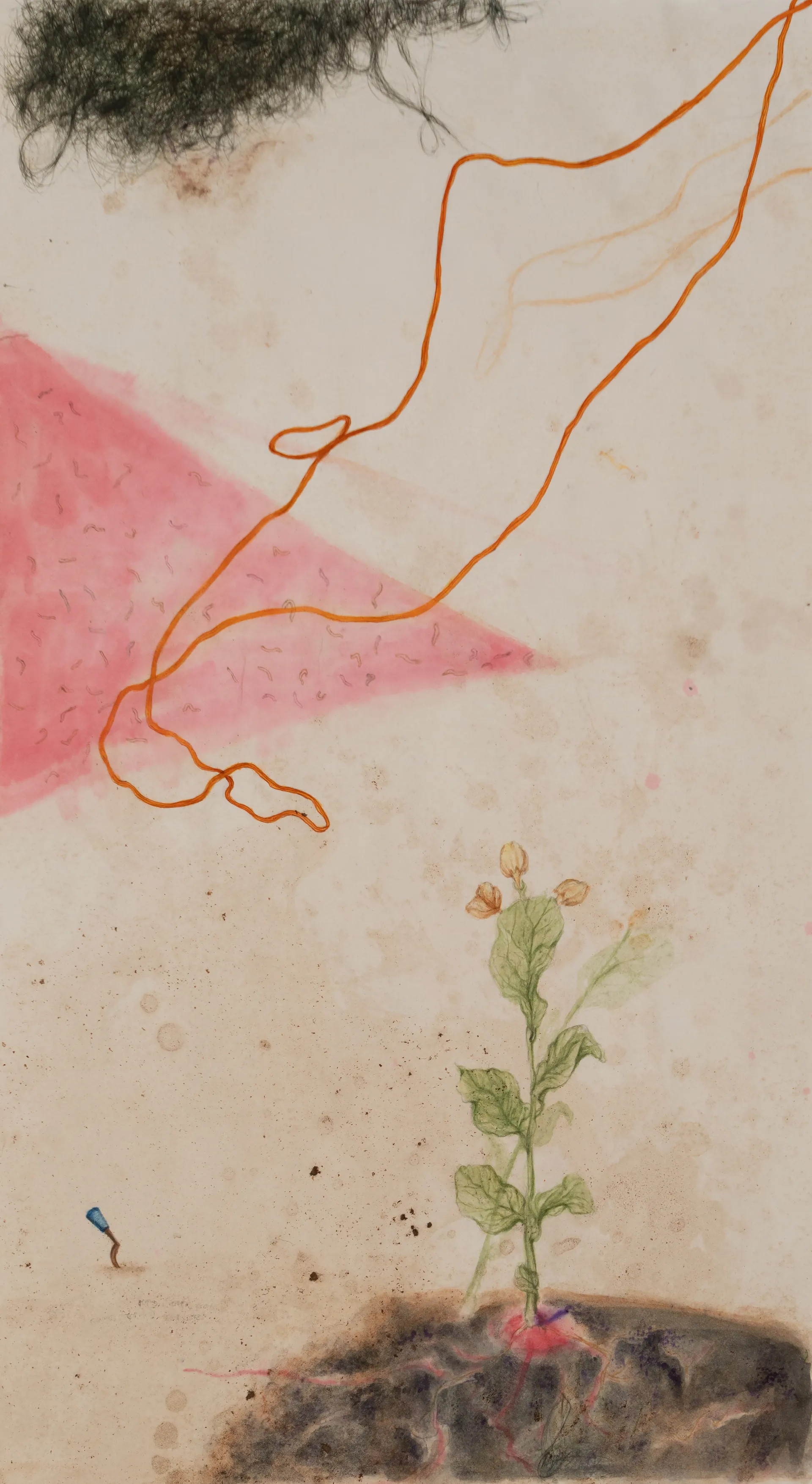 Dystopia by Oliva Saha - Watercolour, alta dye, tea stain, charcoal on paper