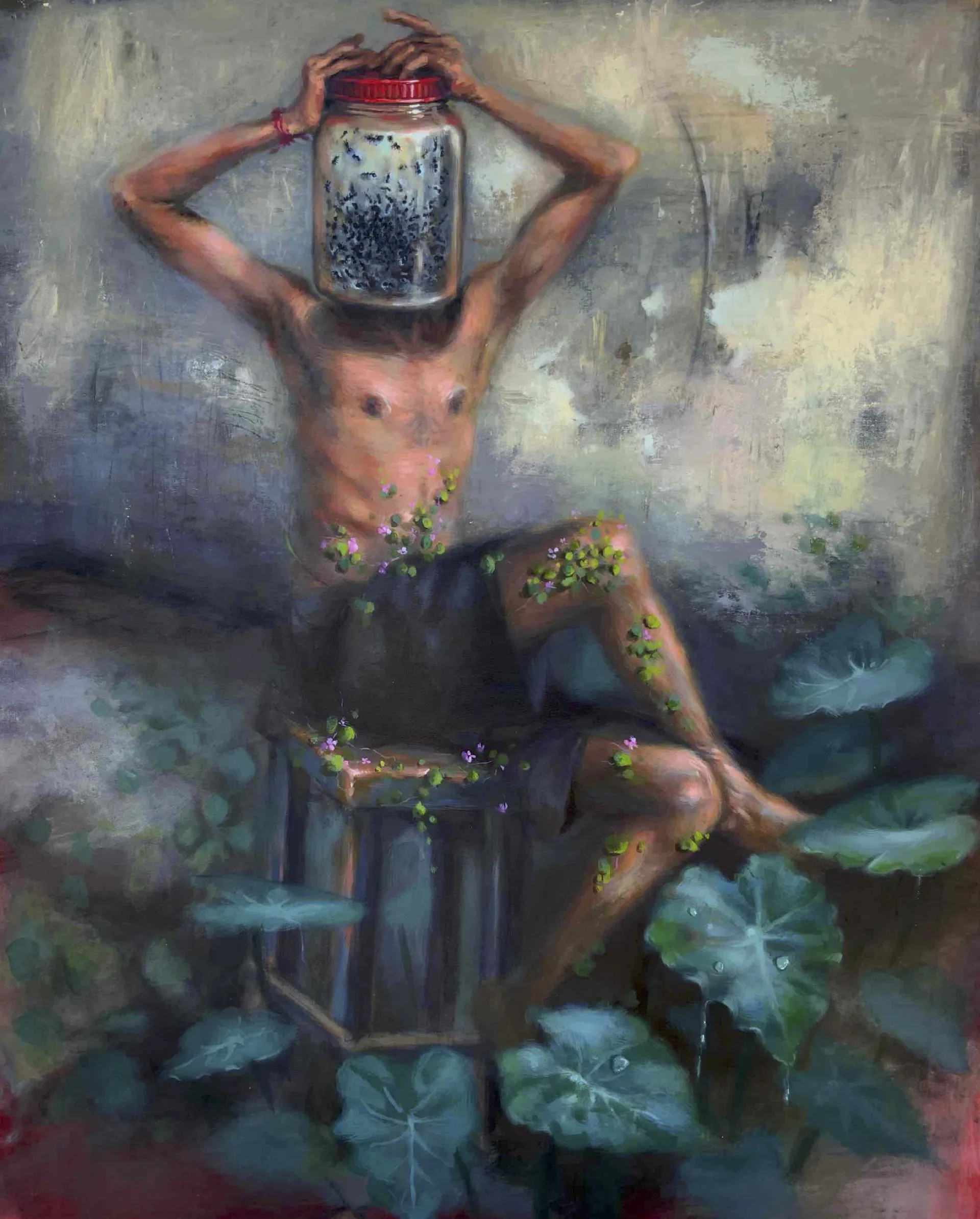 When waiting becomes delay by Bishal Deka - Acrylic on canvas