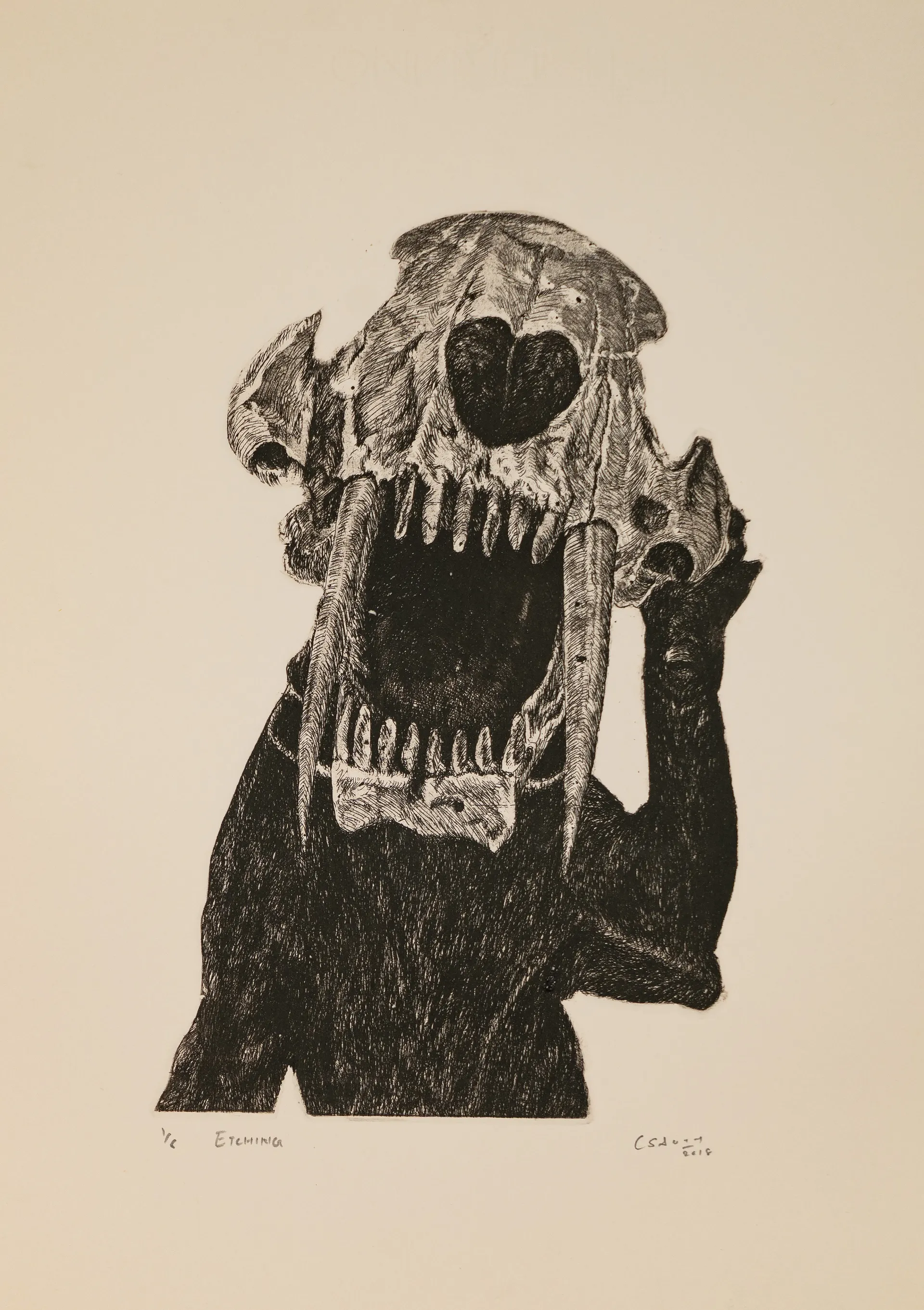 A dog by Akbar Ali Sunasara - Etching