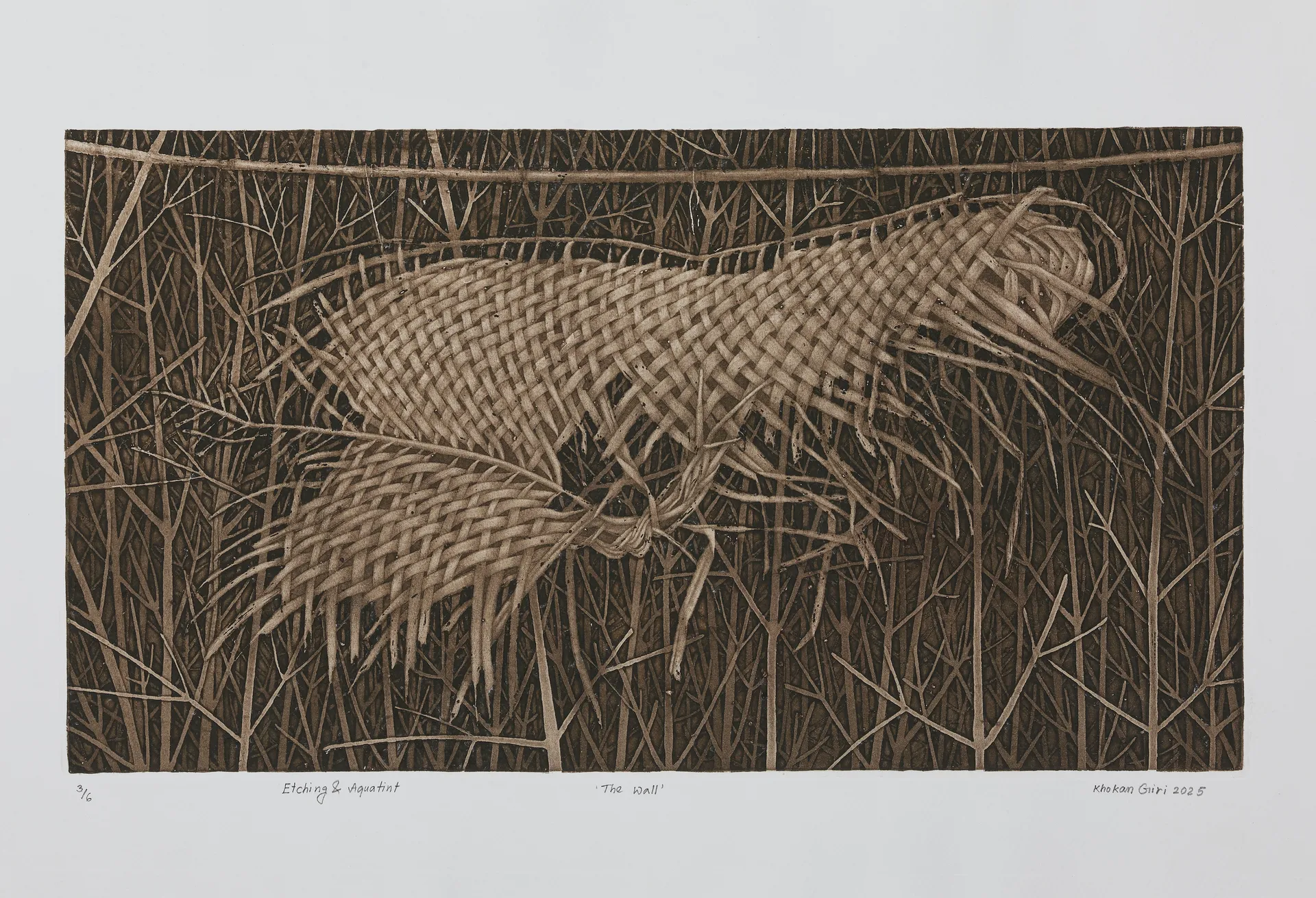 The wall by Khokan Giri - Etching & aquatint