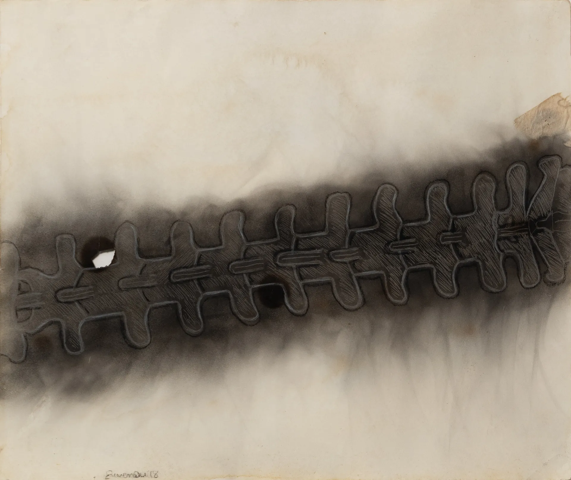 Nothing serious, 4 by Suvendu Bhandari - Watercolor, conte, graphite, smoke