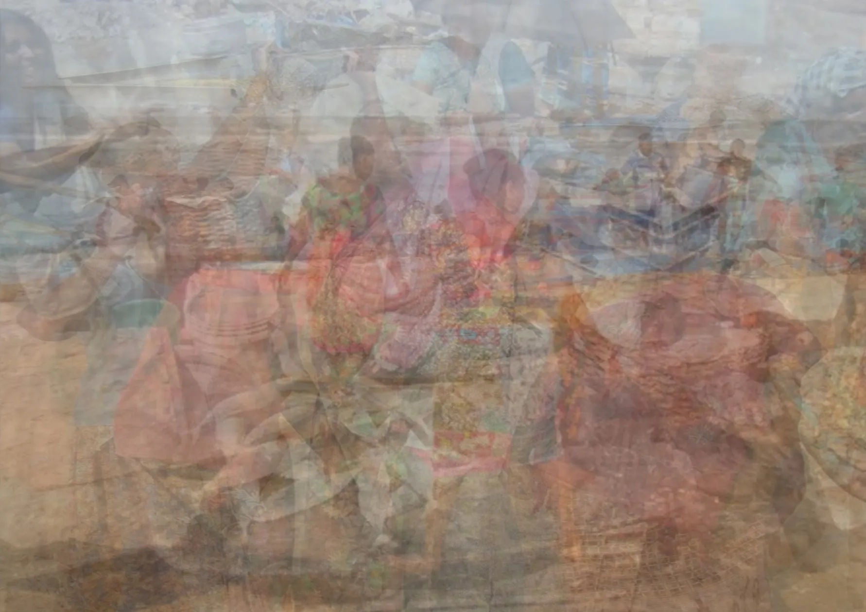 Fisher women by Boris Colin Alphonse - Opacity photocollage, 18 photographs overlapped with varying opacity, archival print on Hahnemühle paper
