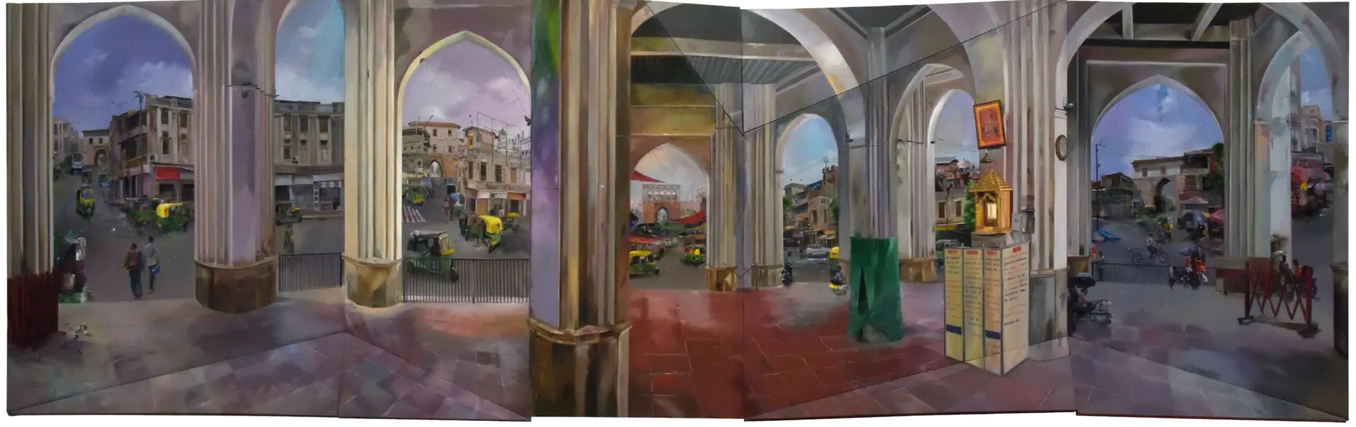 Beneath the arches echoes the live city by Joseph J Joseph - Oil painting on canvas