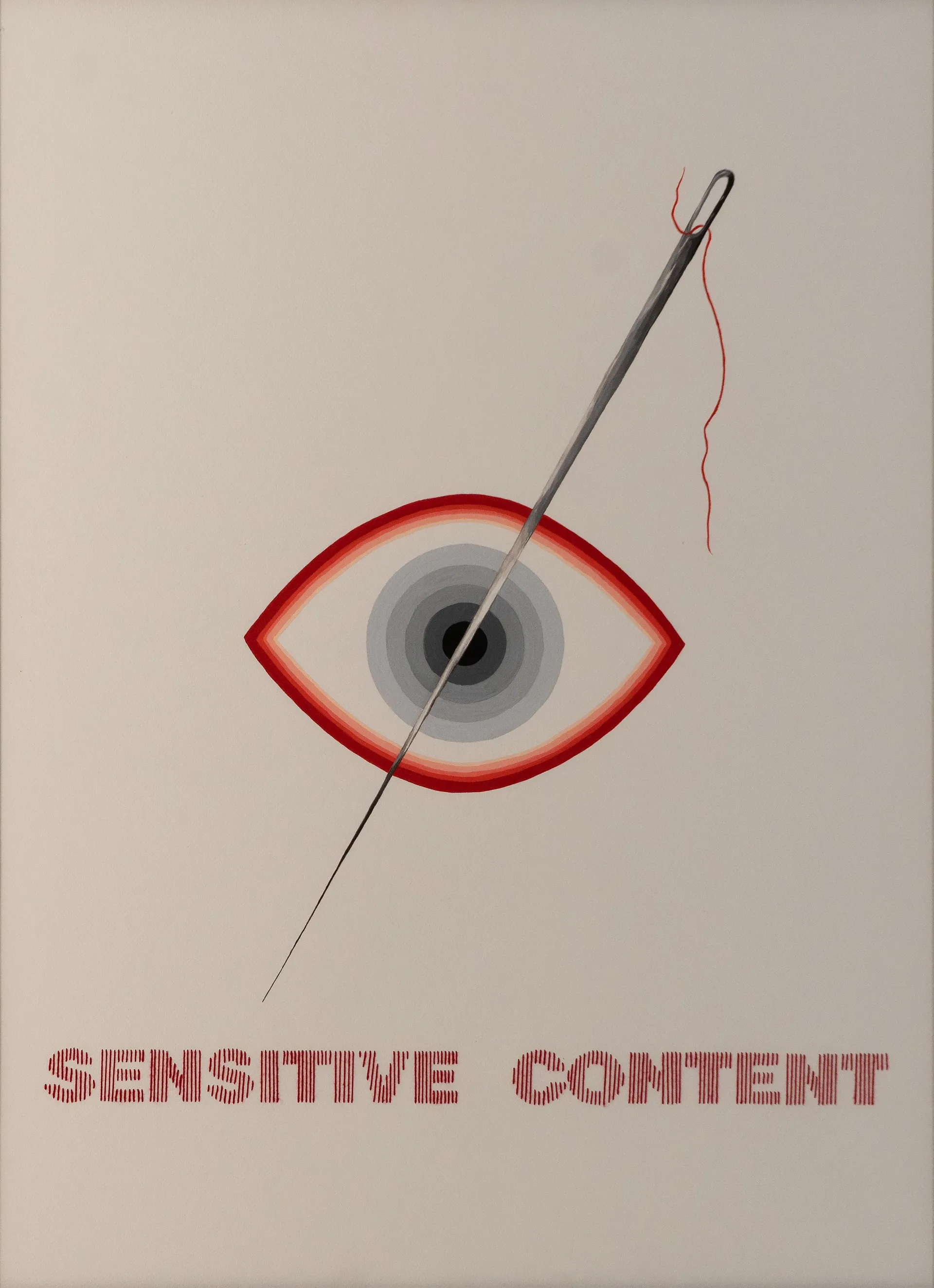 Sensitive content by Anshu Singh - Embroidery and watercolor on paper