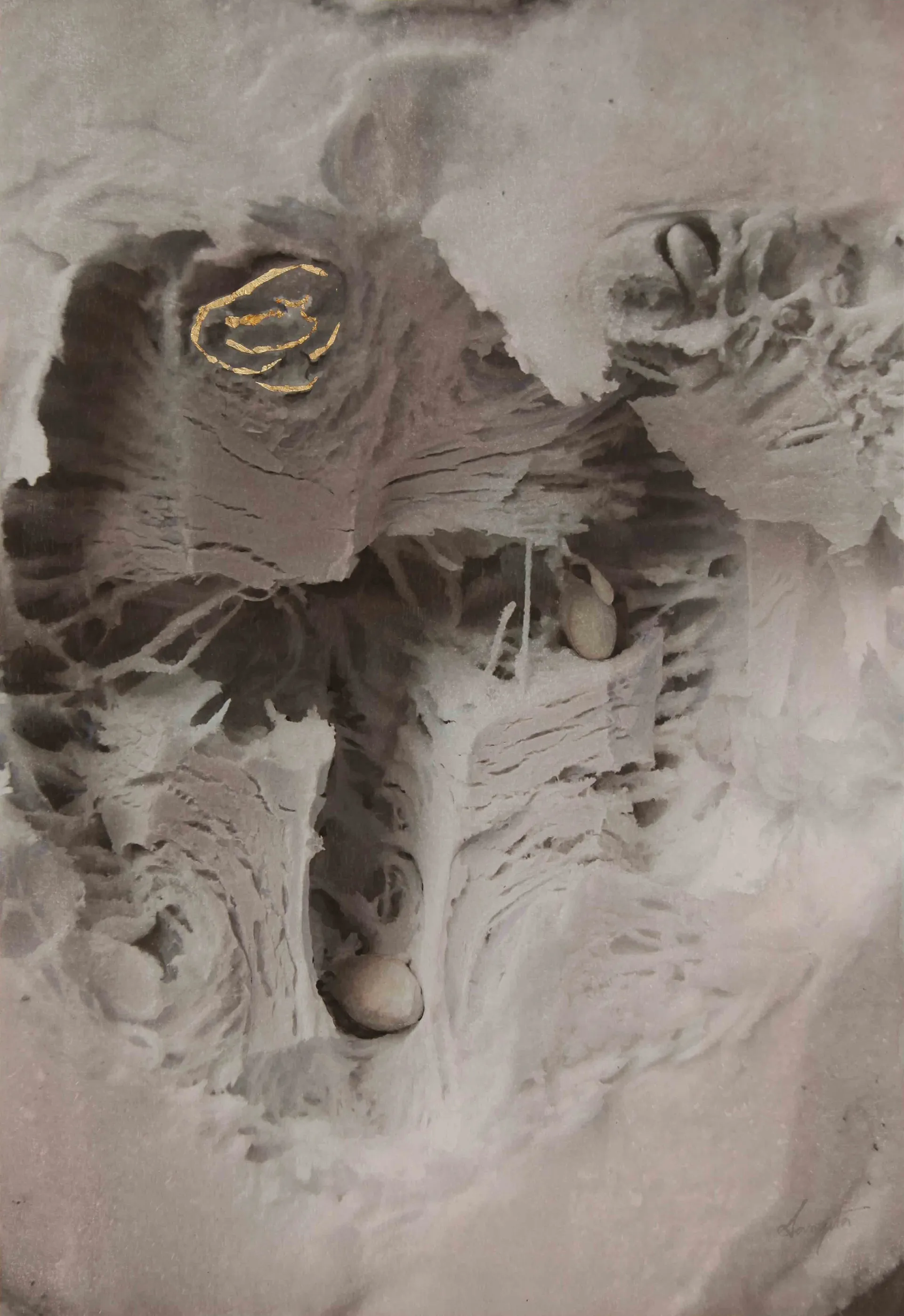 Third eye by Sangita Datta - Gold leaf and watercolor on archival photograph