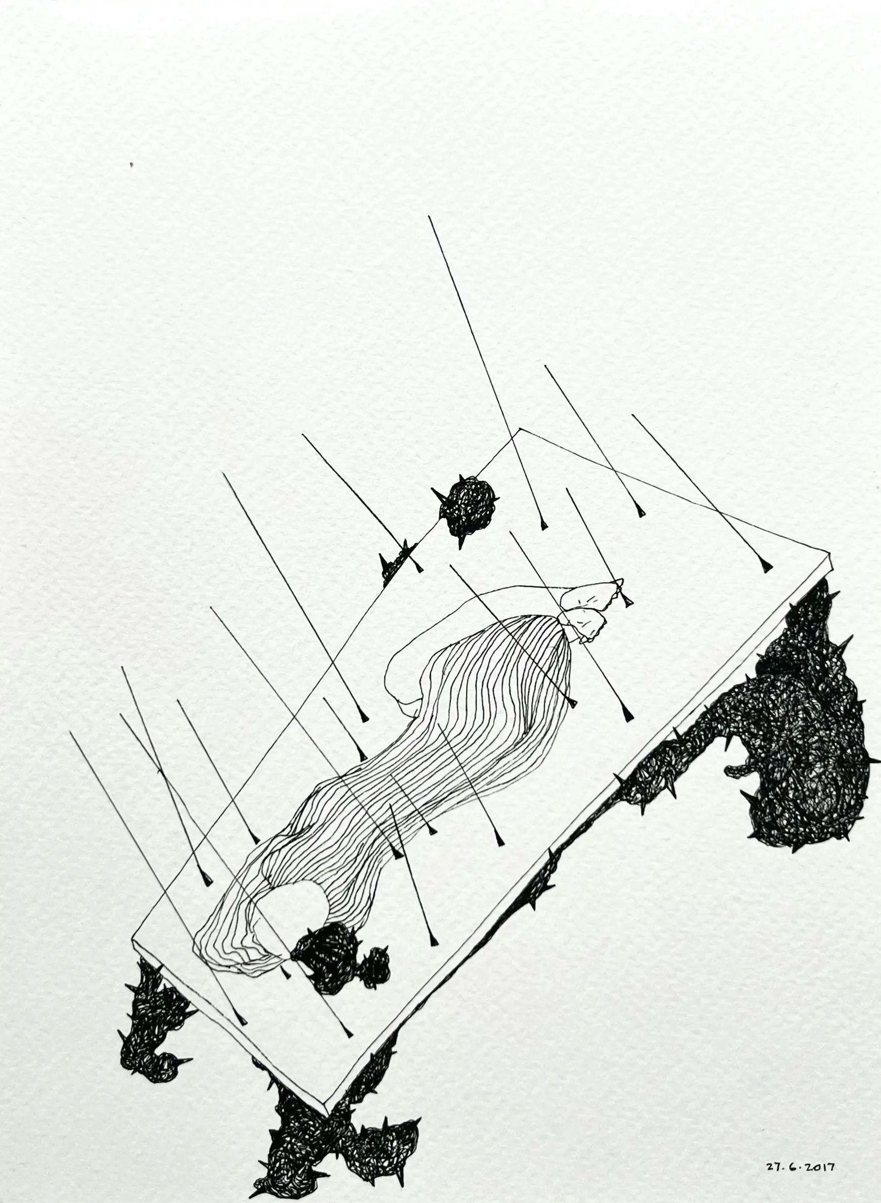 D-4, 3 by Preksha Tater - Pen and ink on paper