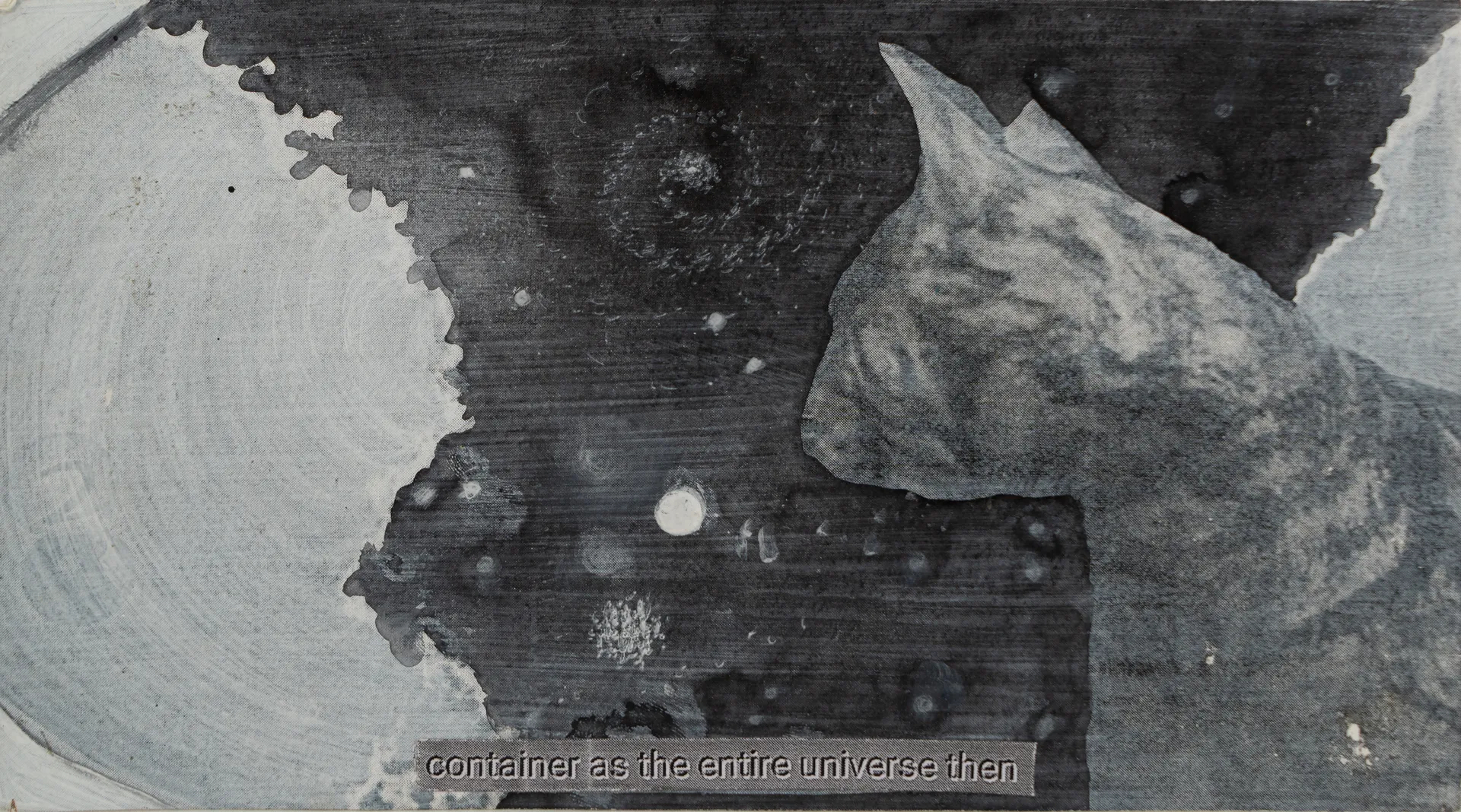 Schrodinger’s cat on a walk 24 by Ritesh Khowal - Ink, emulsion & acrylic on paper