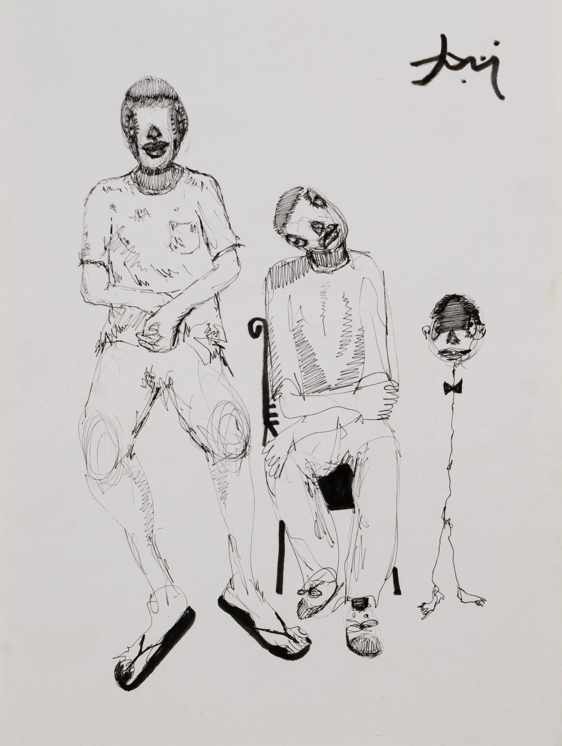 Father & sons by Aditiya Singh - Ink on paper