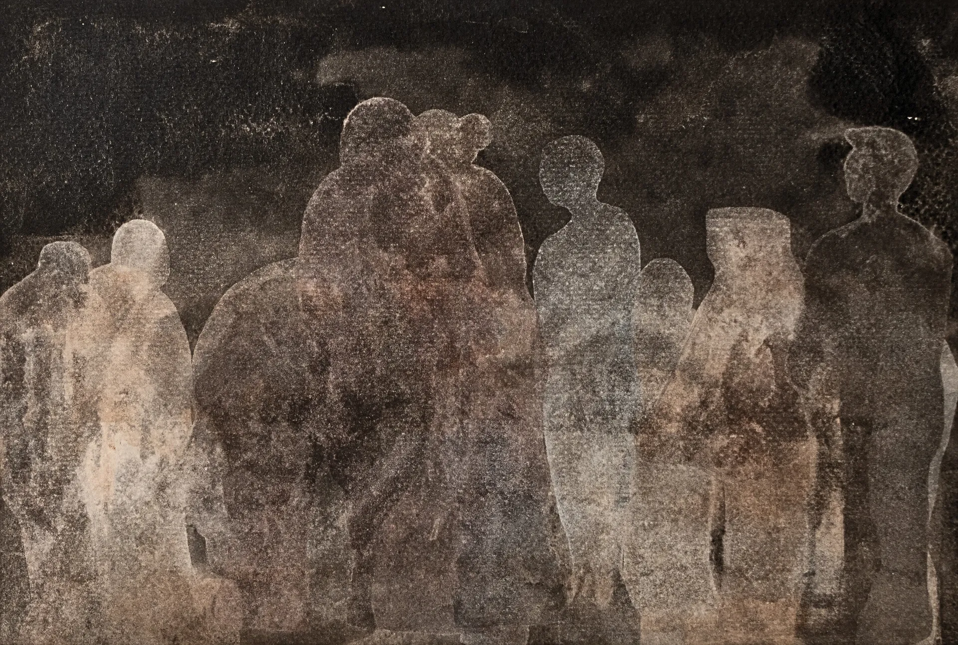 Crowd 3 by Tapan Moharana - Mixed media on paper