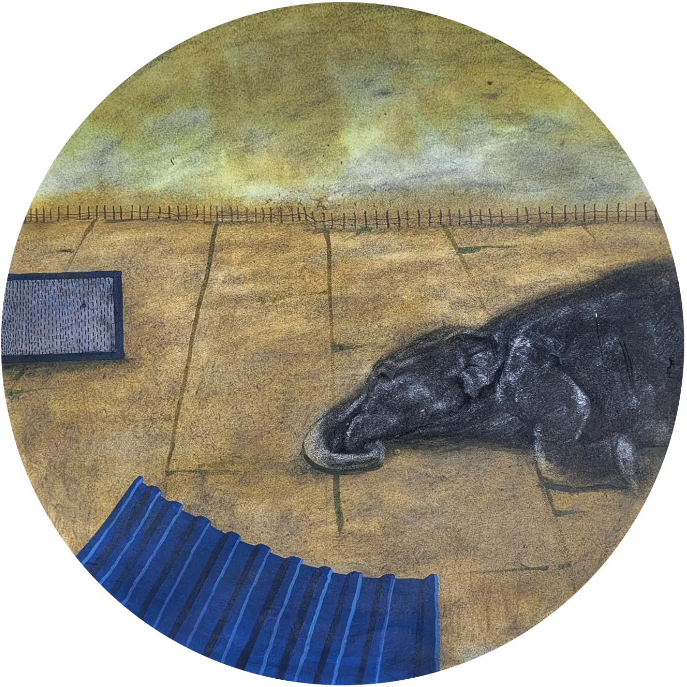 Tired by Deepakk - Sand, charcoal, and acrylic on paper