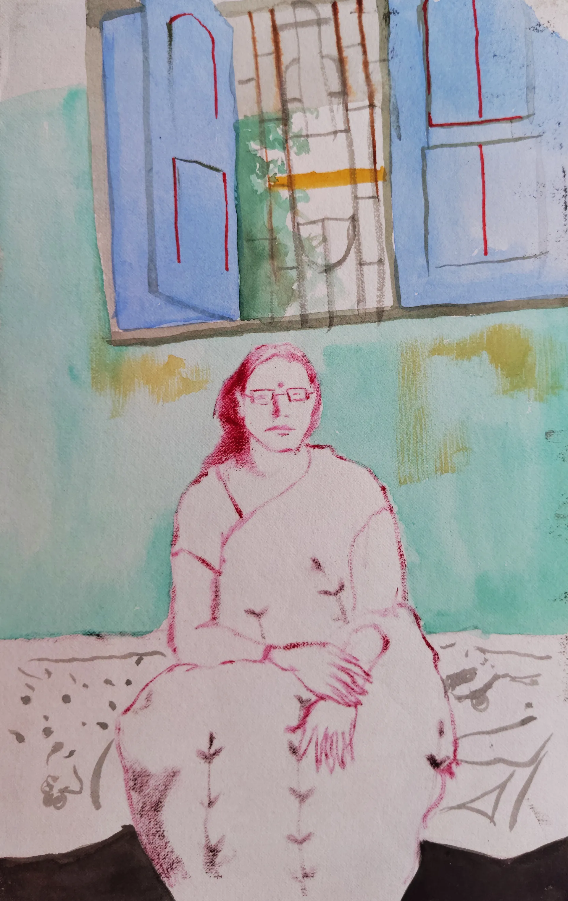 Govar toli by Shiv Shankar - Oil on paper