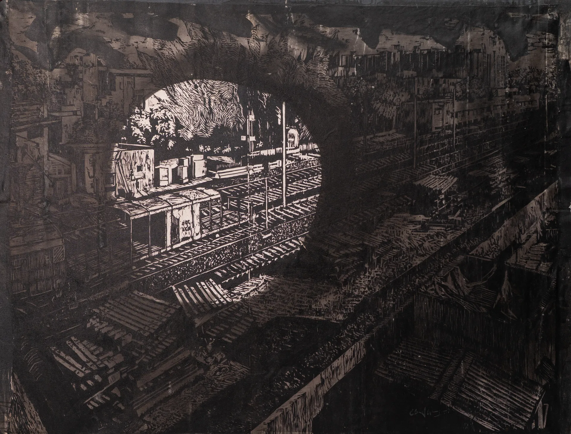 Station 1 by Akbar Ali Sunasara - Acrylic on canvas