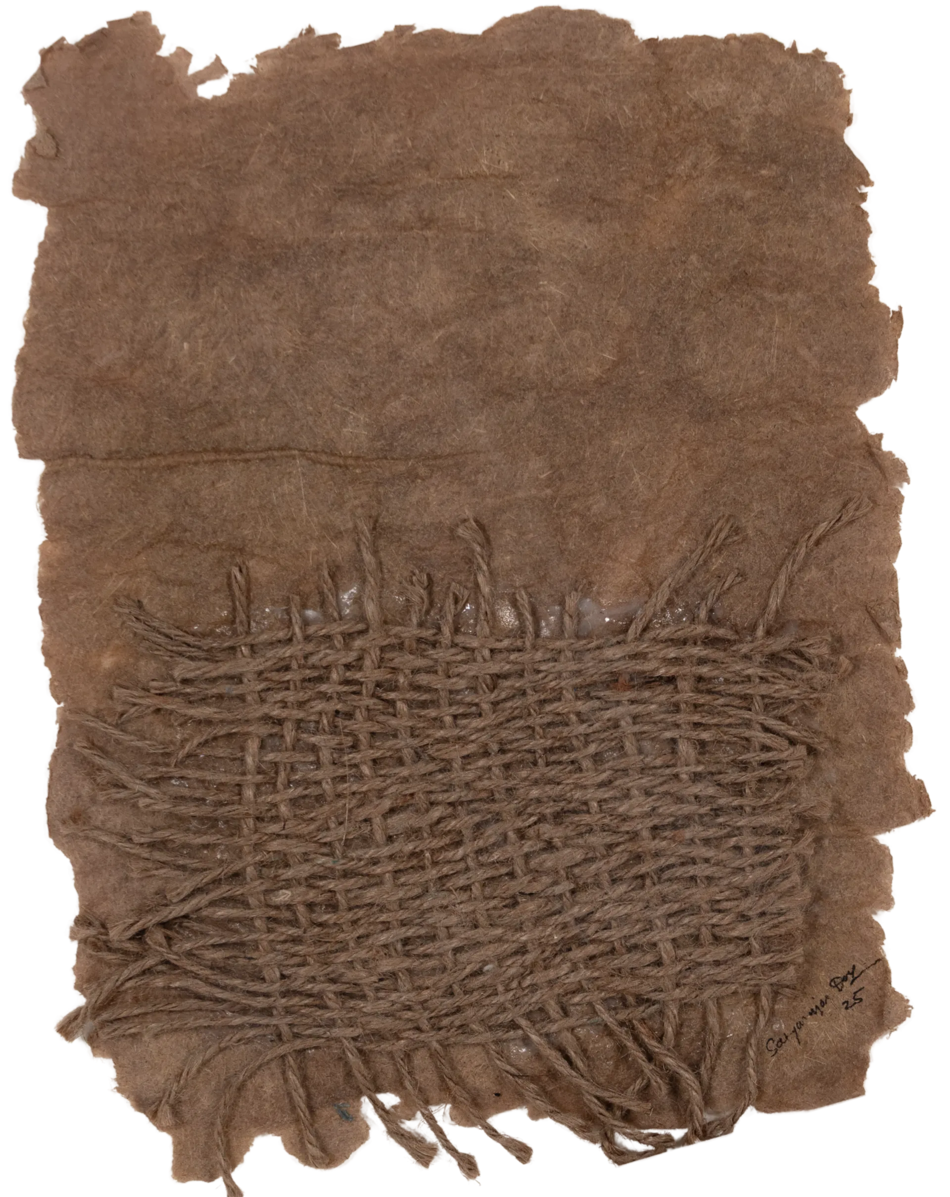 Survivor, 3 (set of 9) by Satyaranjan Das - Charcoal, watercolour, jute thread, paddy on handmade rice paper