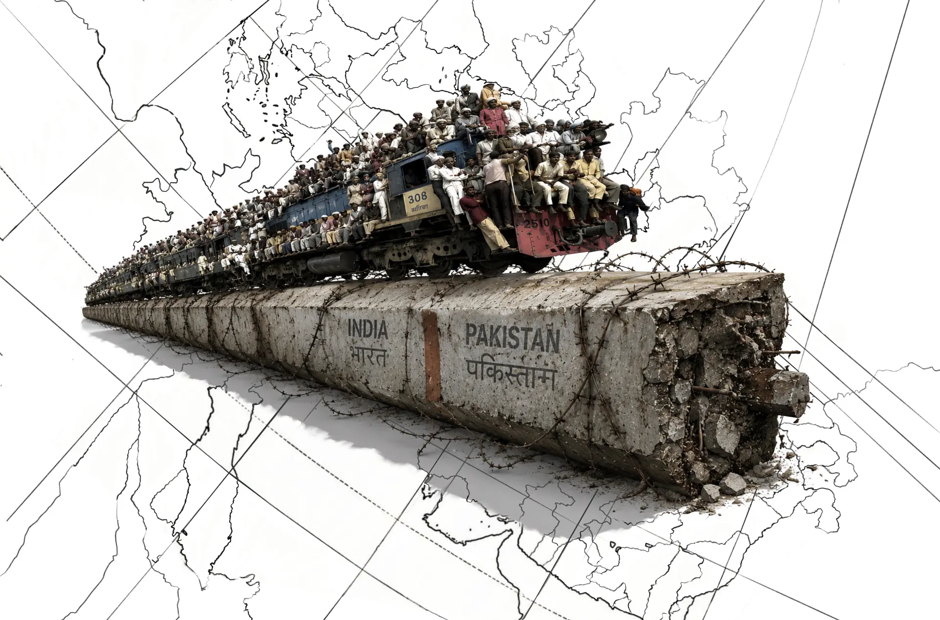 Line of conflict by Nayanjyoti Barman - Digital photo manipulation / digital composite, archival pigment print on paper