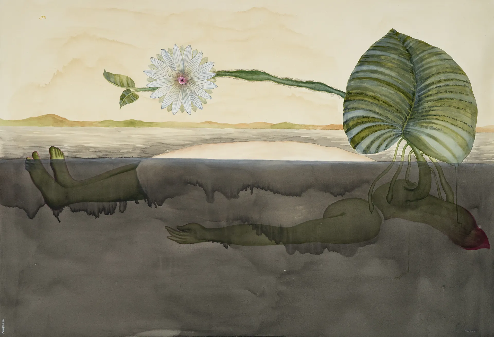 গভীর সমুদ্রের ফুল (Abyssal blooms) by Anup Let - Acrylic, pen on Arches paper