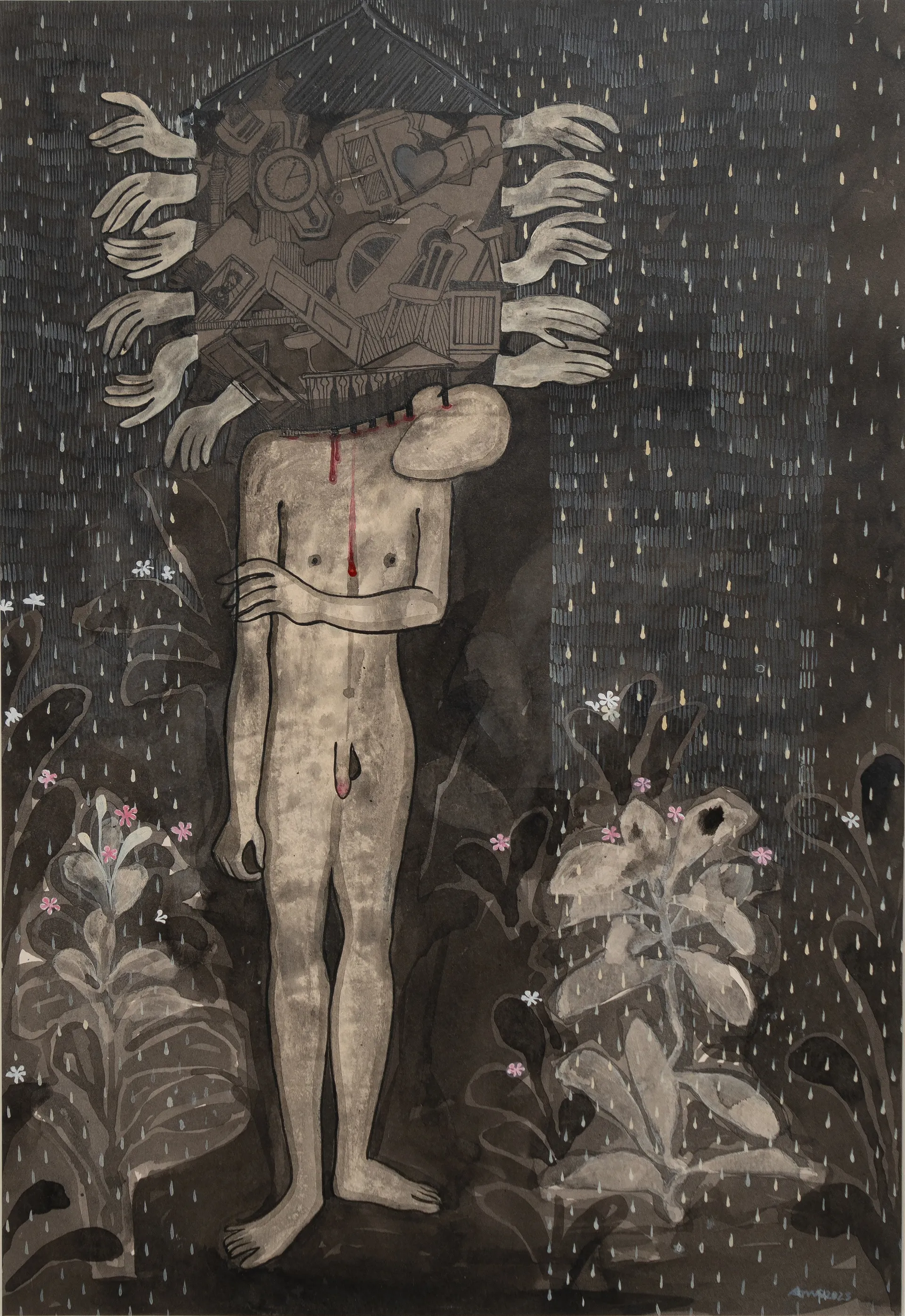Responsibility by Anup Let - Acrylic on paper