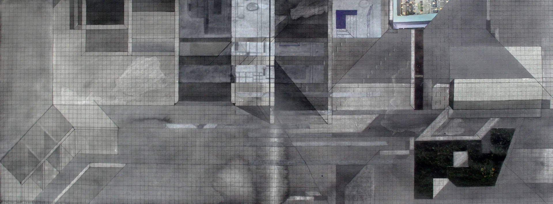 Territories of three: echoes in the landscape IV, 2 by Kapil Jangid - Collage, digital print, ink, gouache color and graphite on paper