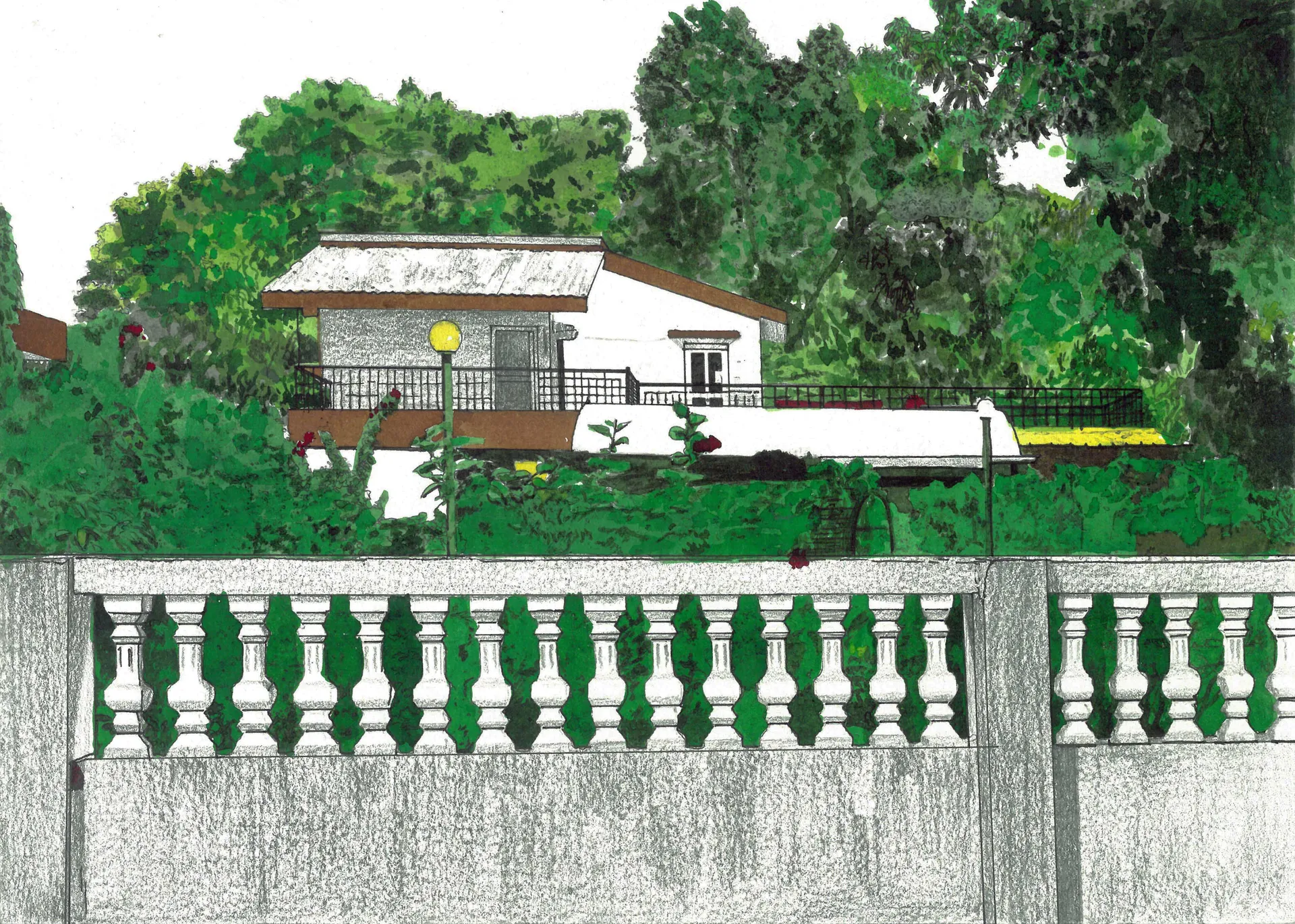 Territories of three: echoes in the landscape II, 5 by Kapil Jangid - Digital print, watercolor, photo ink and graphite on paper