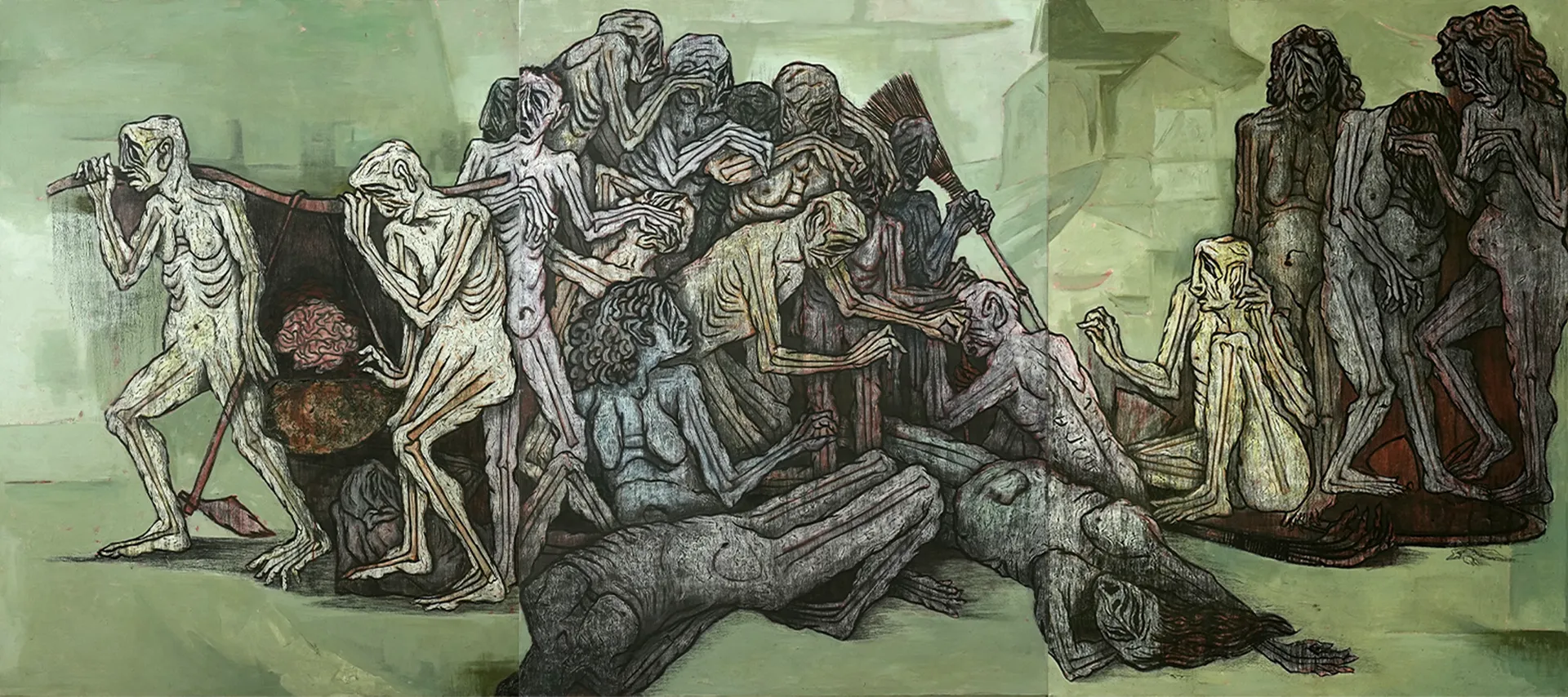 Esteem and thought process by Suraj Dilip Kamble - Acrylic color and charcoal on canvas