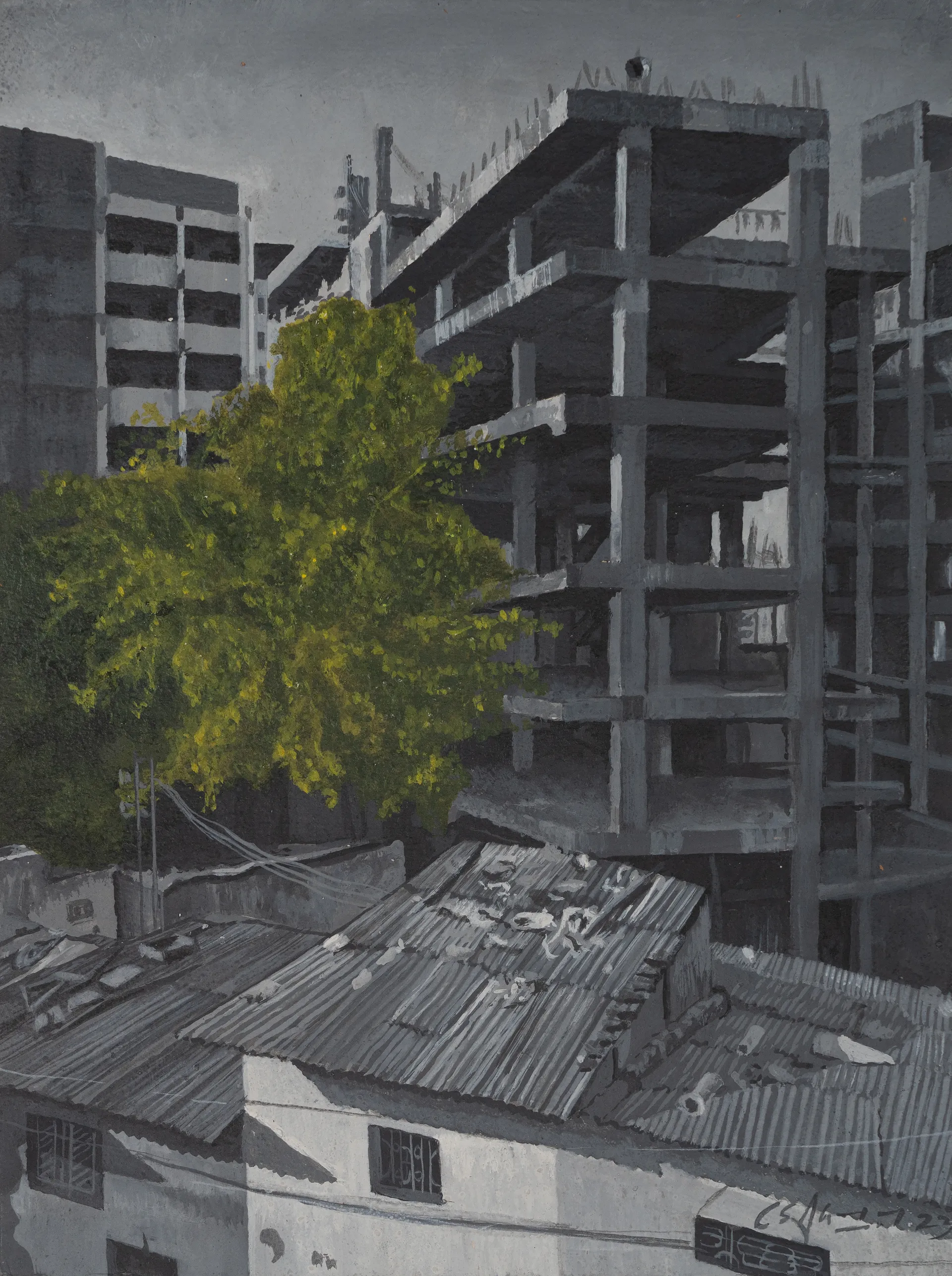 Vruksh 2 by Akbar Ali Sunasara - Acrylic on handmade paper