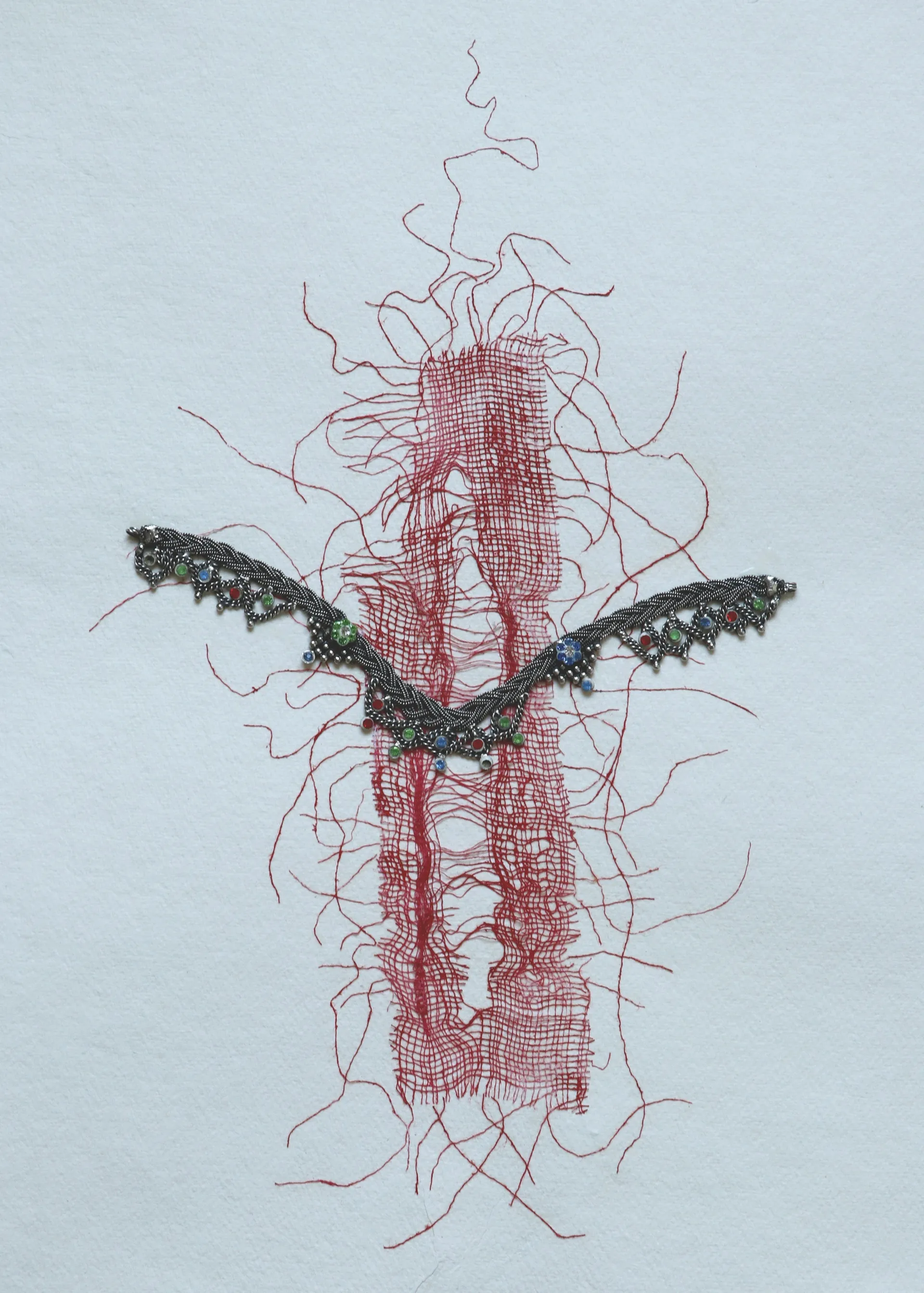 Omit by Sangita Datta - Medical bandage and metal on acid-free handmade paper