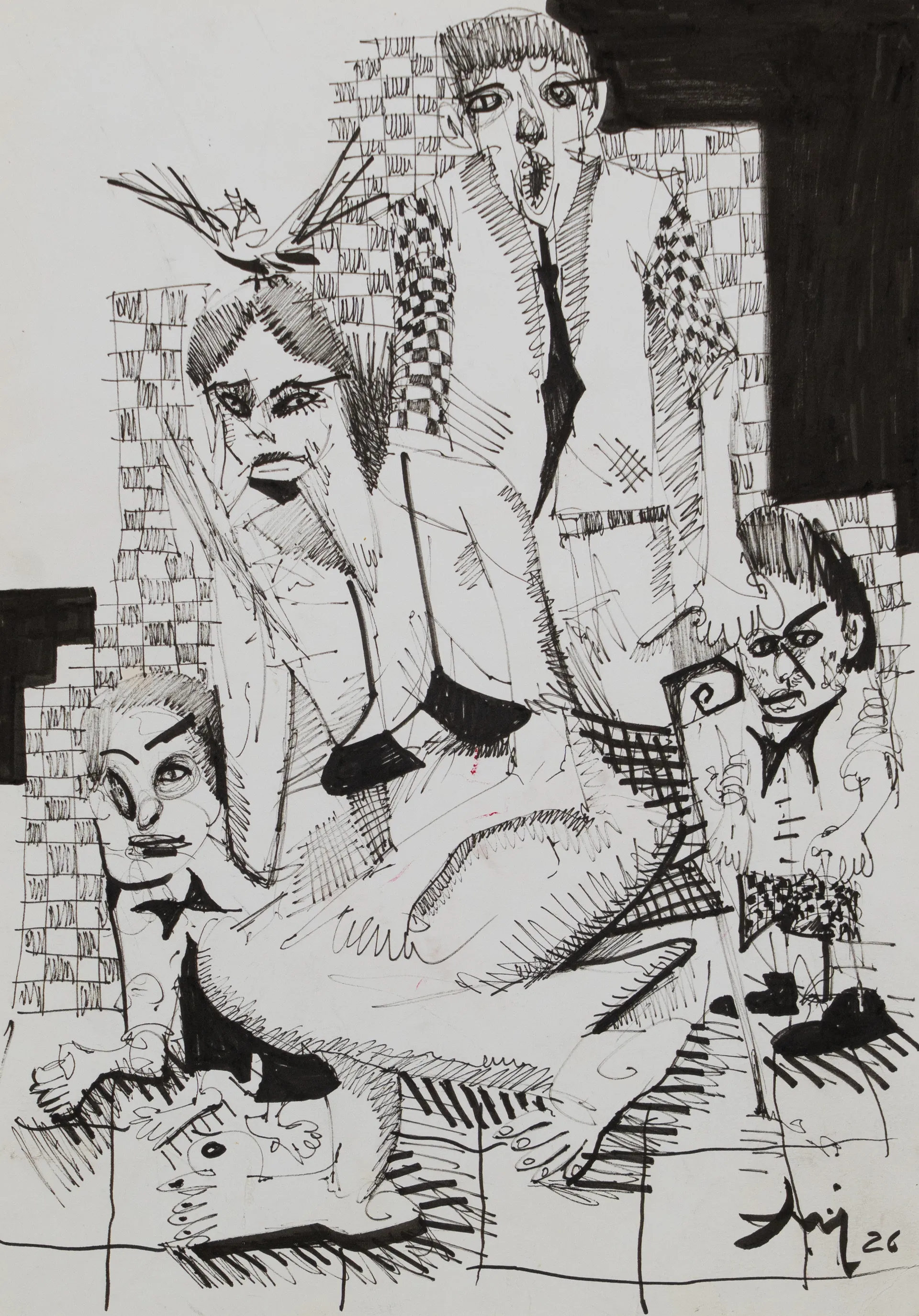 Family Matters by Aditiya Singh - Ink on cartridge paper