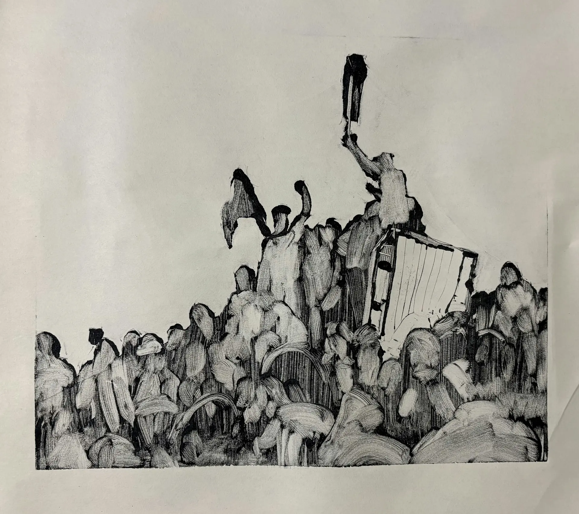 Inquilab ho inquilab ho inquilab ho inquilab, zindabad zindabad zindabad zindabad by Akshit Satyarthi - Monoprint