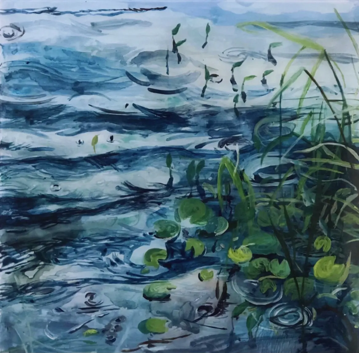 Ephemeral flow, 2 by Jyotismriti Bordoloi - Acrylic color on acrylic sheet (reverse)