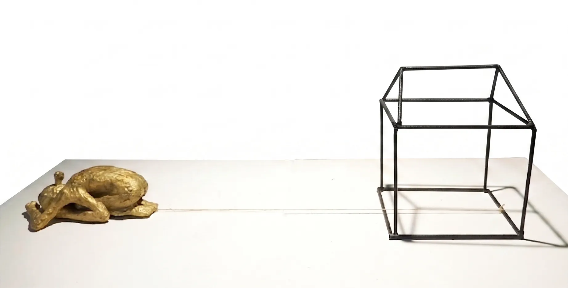 Away from home by Aditi Suneja - Brass, iron rods, and jute thread