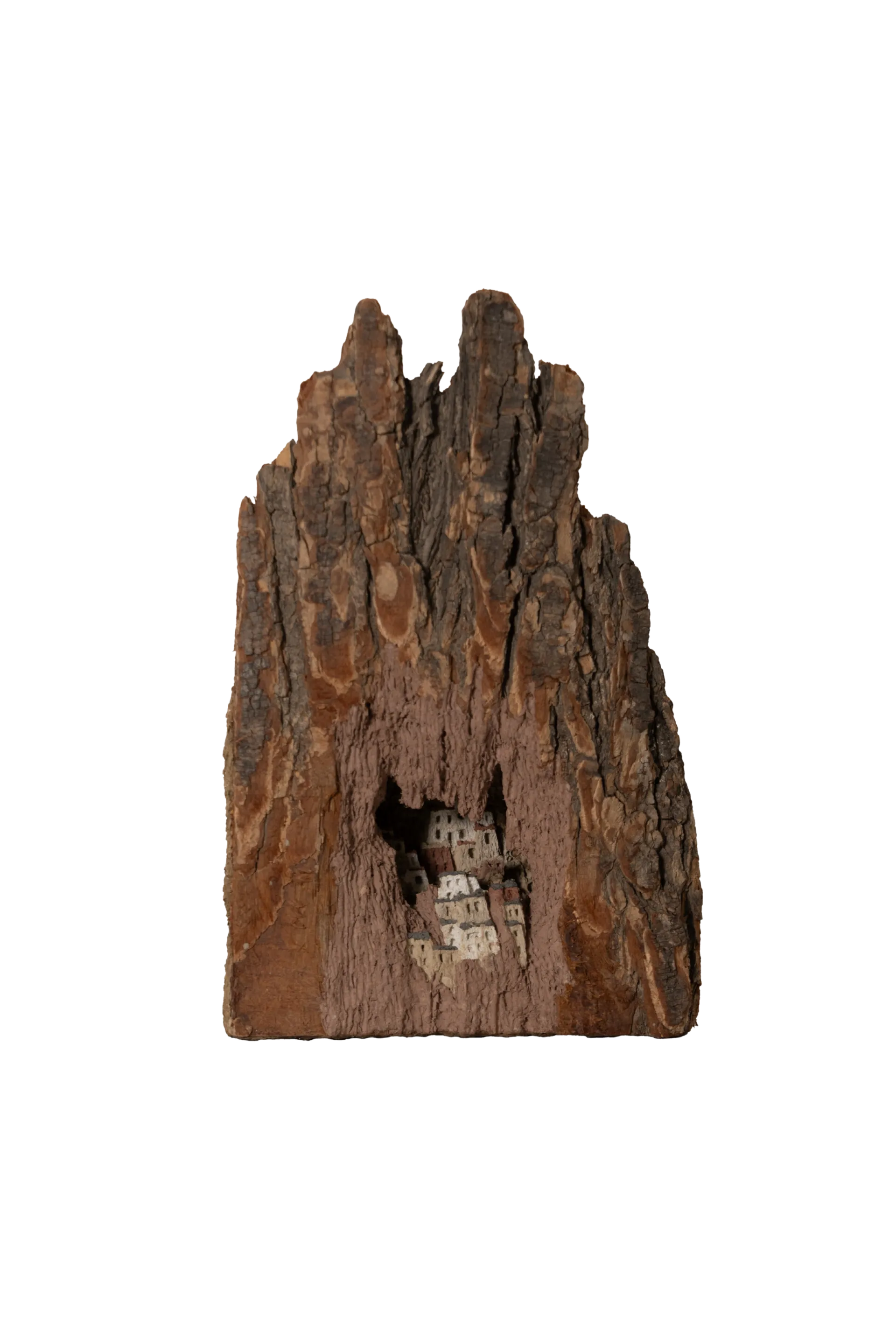 Ingrained sanctuary - 1 by Skarma Sonam Tashi - Discarded wood, papier-mâché, natural pigments