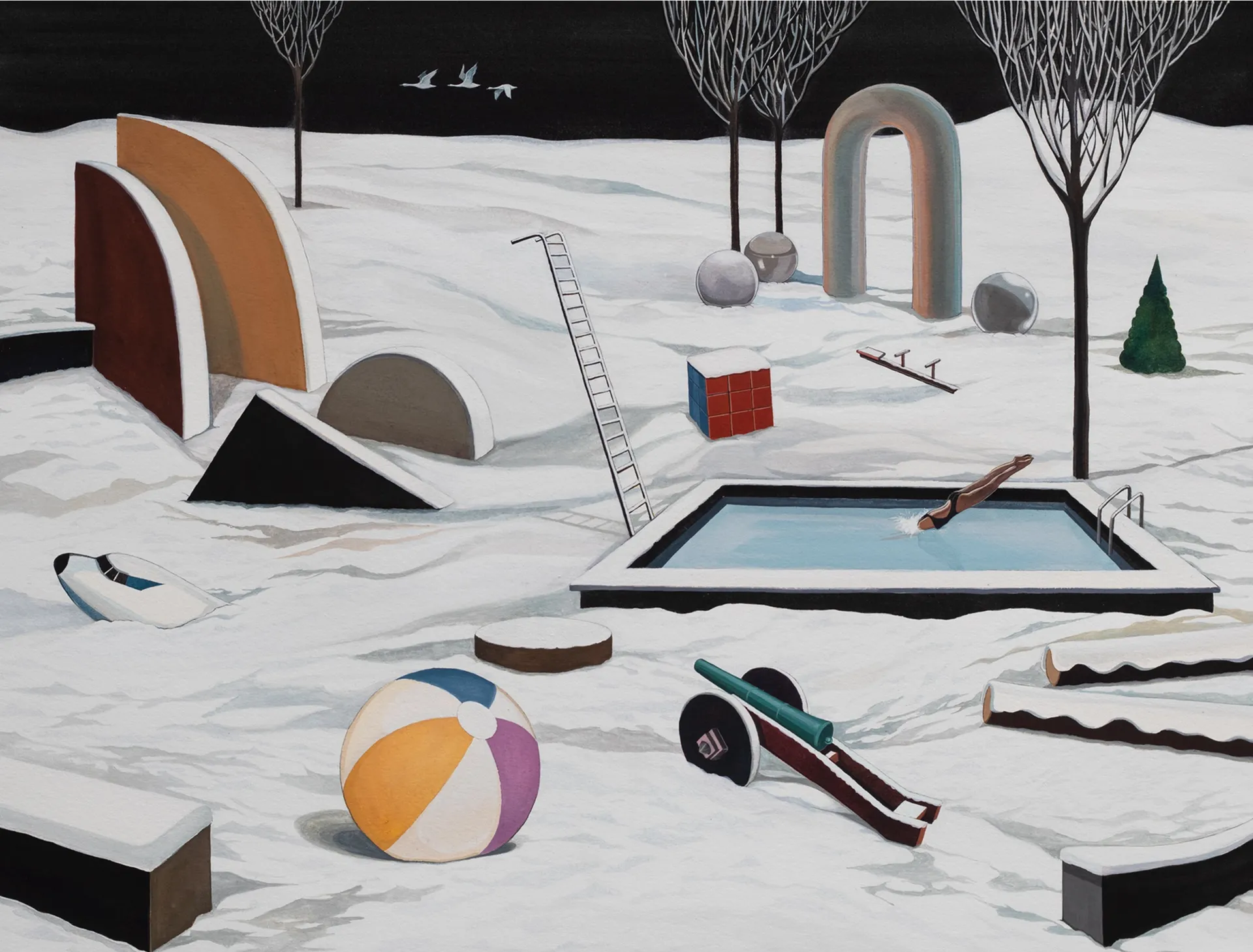 A PlayGround - II, 1 by Abhishek Narayan Verma - Gouache on Hahnemuhle 100% Cotton Paper