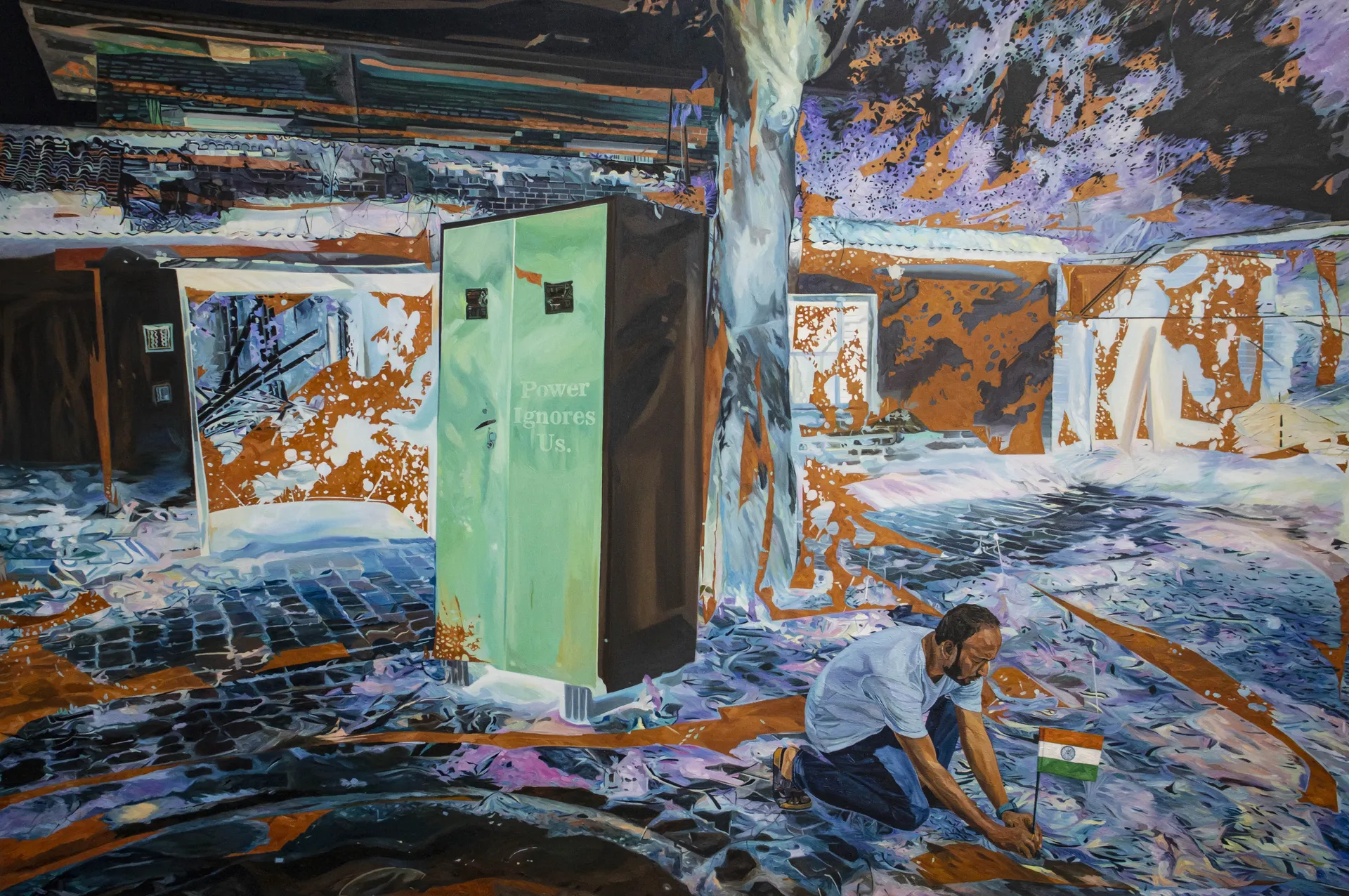 The centre is far left by Abhishek Narayan Verma - Oil on canvas