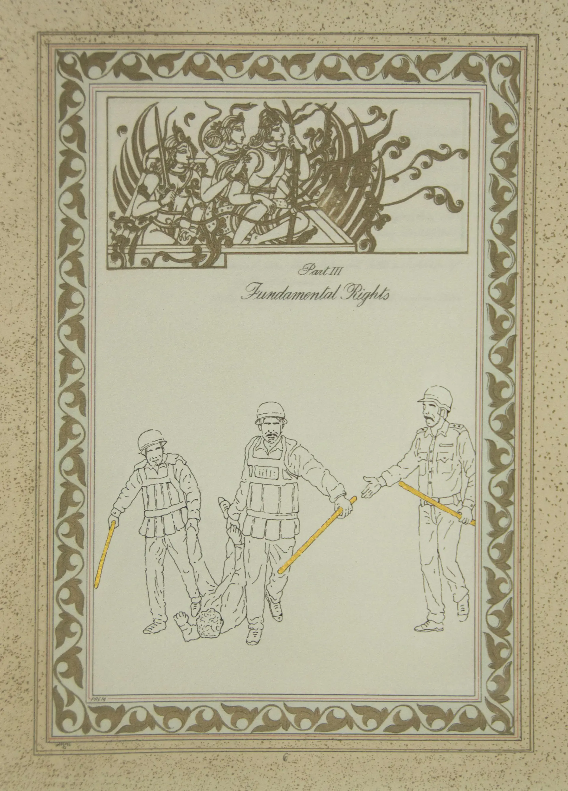 A promise of rights, a regime of fear, 5 by Harun Al Rashid Mollah - Traced drawing (based on verified incidents), gold pigment, and pigment print