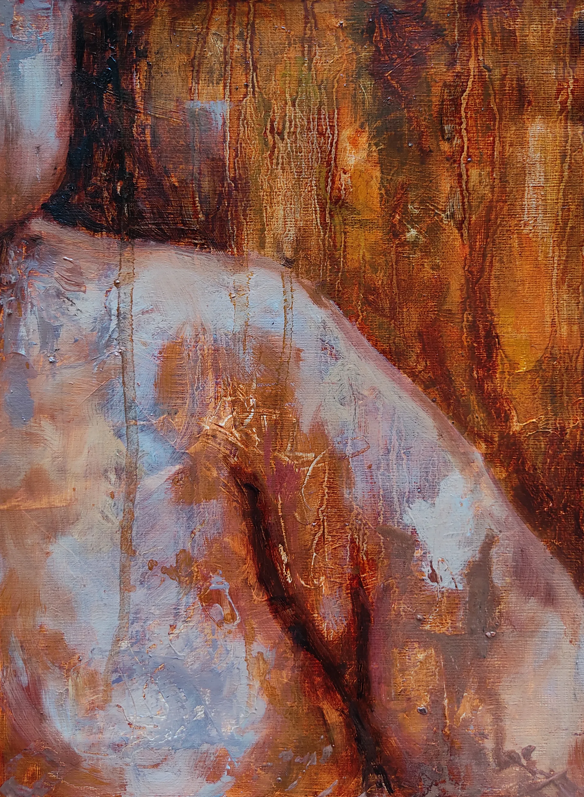 Scared chest, 1 by Riyanka Das - Oil on paper