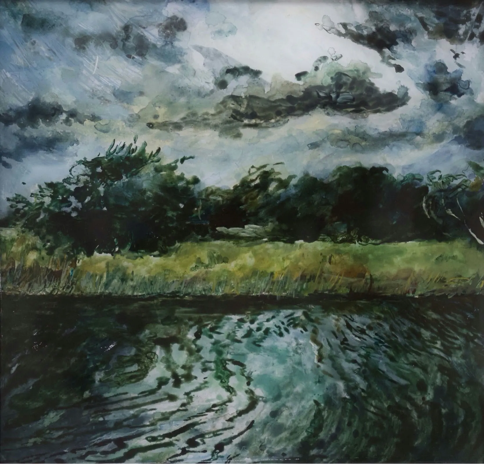 Ephemeral flow, 1 by Jyotismriti Bordoloi - Acrylic color on acrylic sheet (reverse)