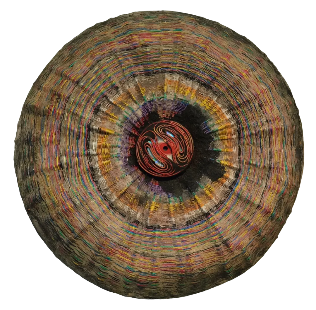 Merge by Manjit Gogoi - Mixed media (PVC wires and construction waste)