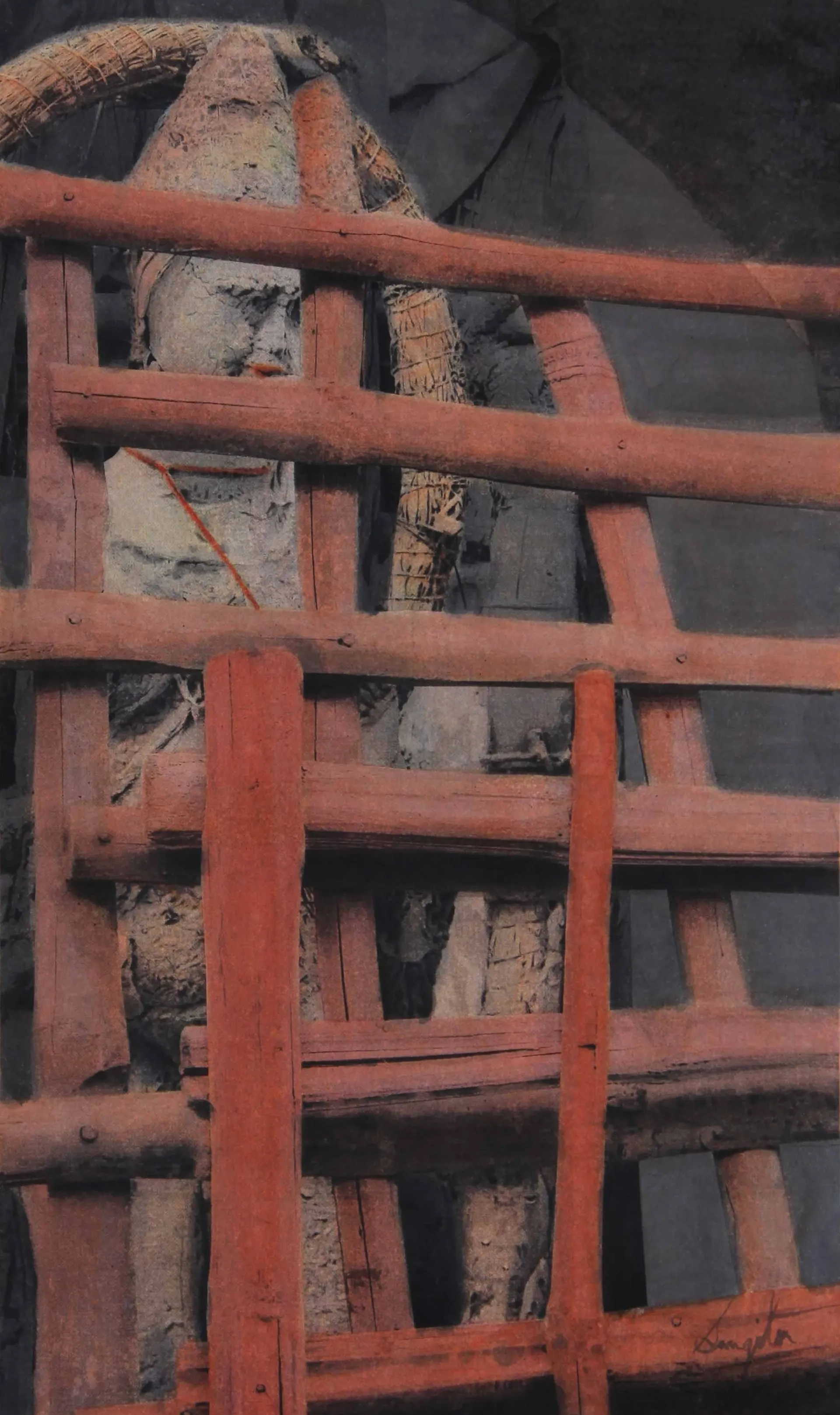 Perimeter by Sangita Datta - Watercolor and Chinese ink on archival photograph