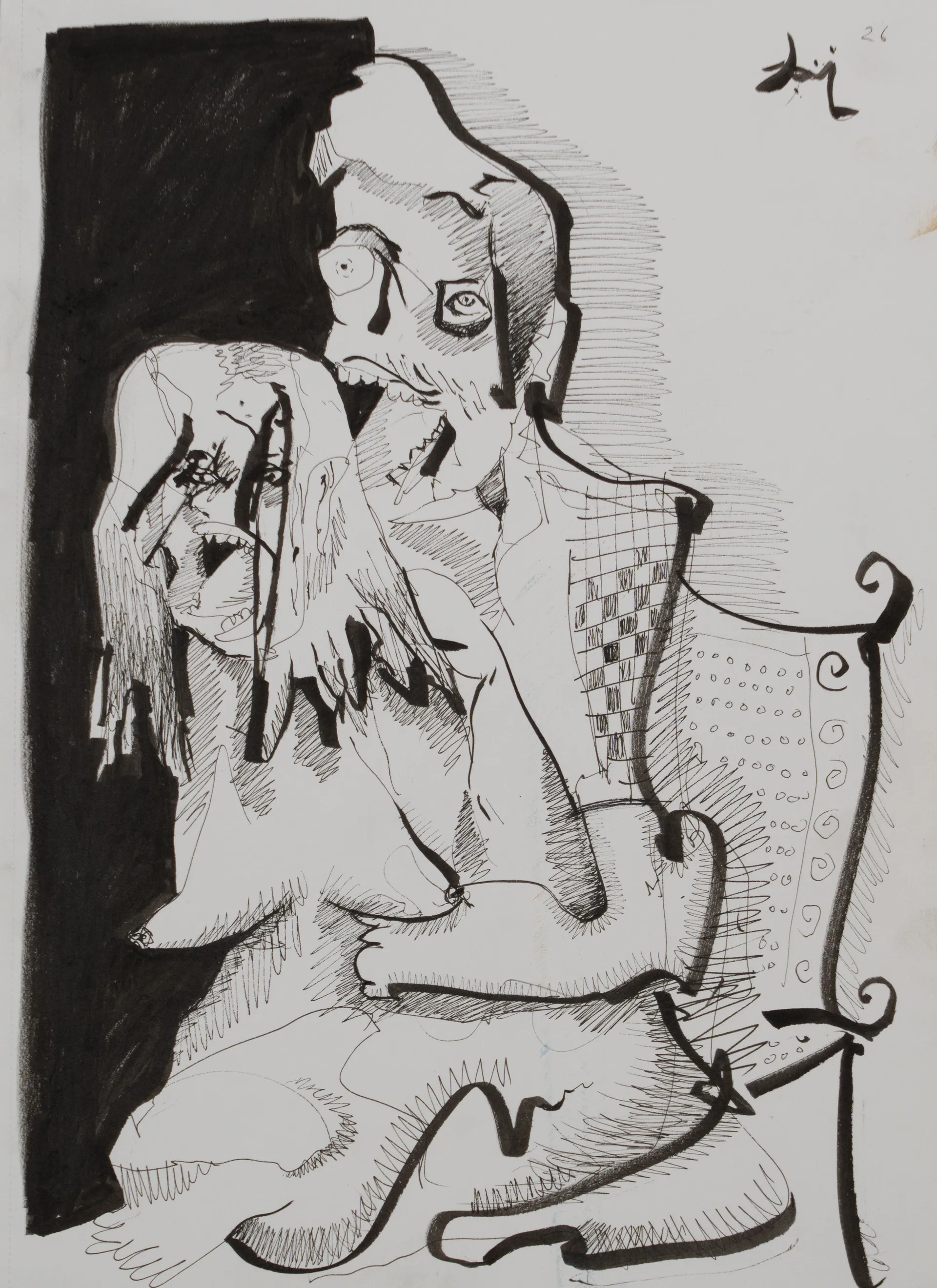 Intimacy by Aditiya Singh - Ink on cartridge paper