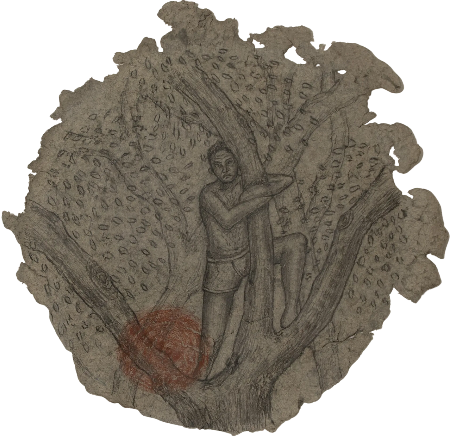 The deep moans round with many voices, 1 by Suvendu Bhandari - Charcoal, graphite on paper made from newspaper