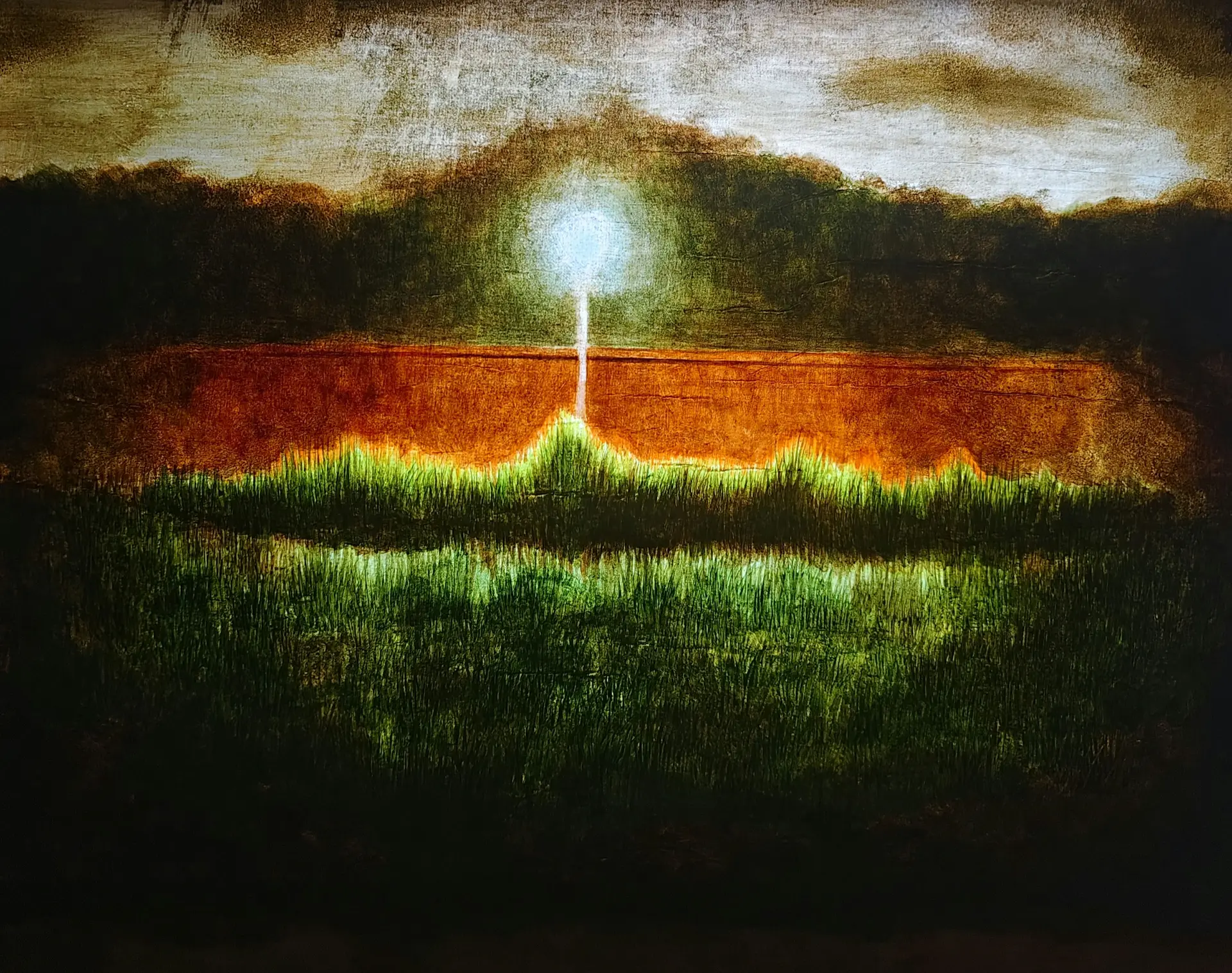 Heliophilia in nyctophilia by Gayathri A P - Acrylic on organza fabric 