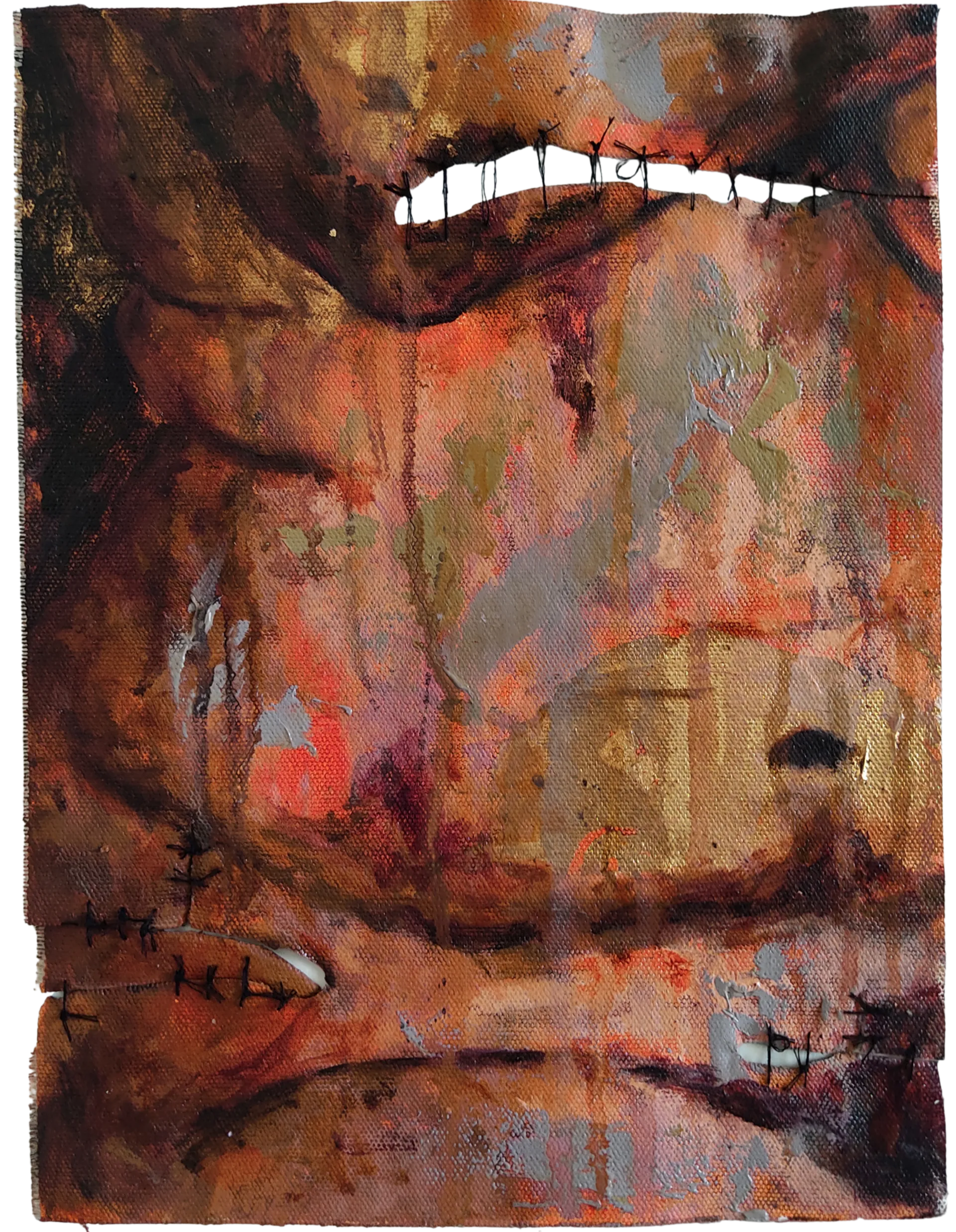 Gold, 2 by Riyanka Das - Oil, gold leaf, and mixed media on canvas