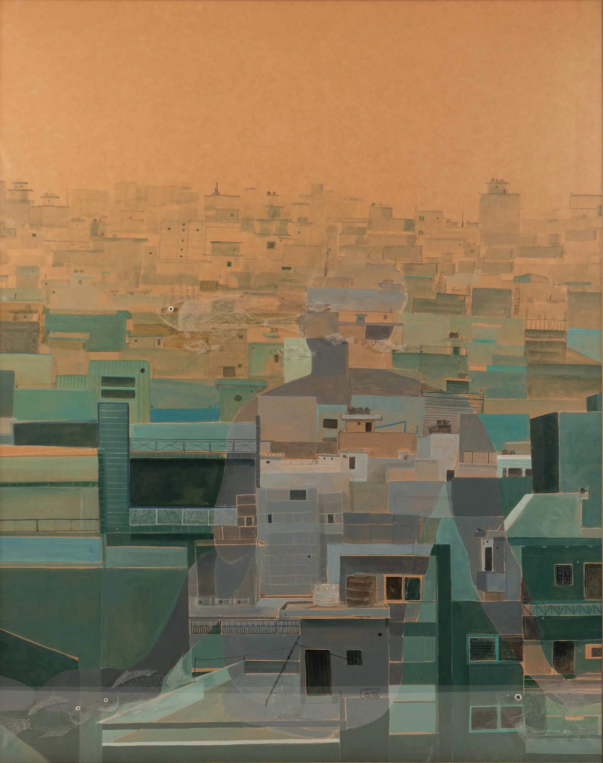 Glass wall 3 by Sawan Taank - Acrylic on paper & engraving on acrylic sheet