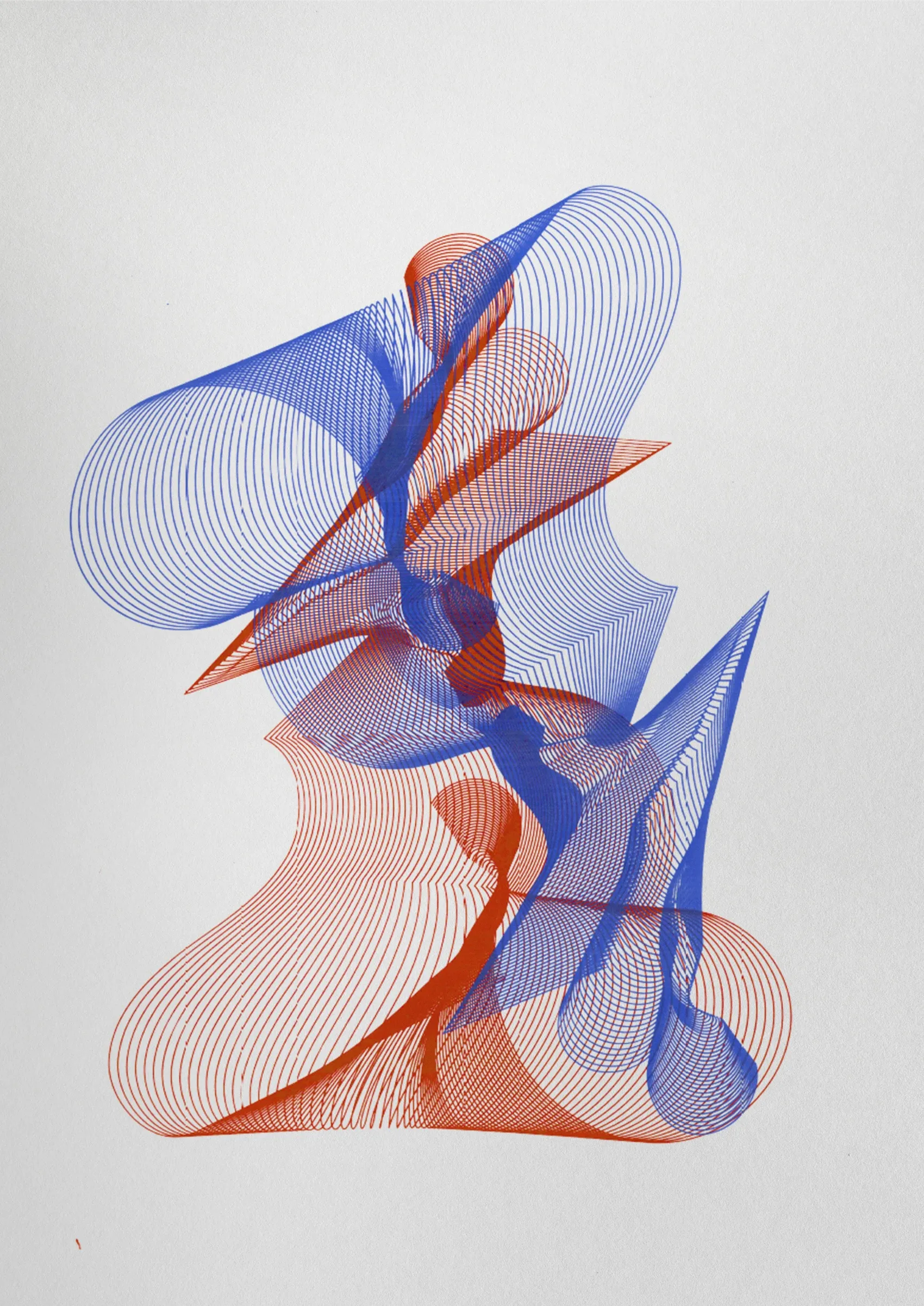 178 blue, red on white by Ansh Kumar - Serigraph on paper