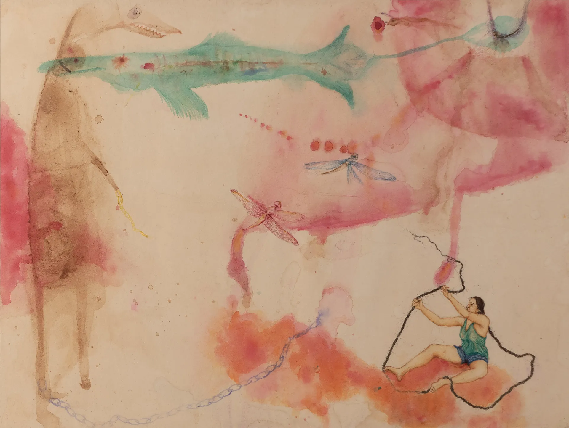 I'm stronger than you by Oliva Saha - Watercolour, alta dye, tea stain on handmade paper