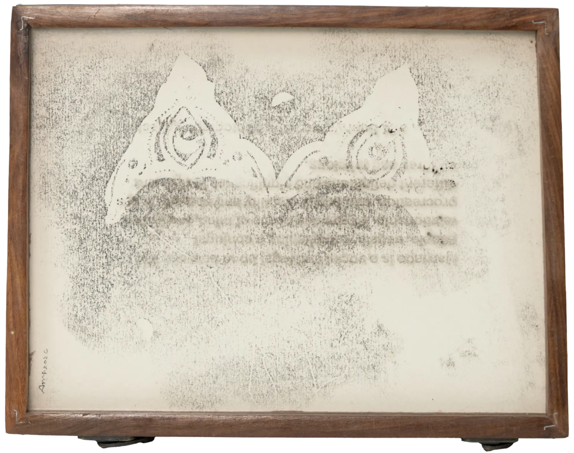 এখেনা অস্পষ্ট Still unclear, 9 by Anup Let - Photography and writing transfer, wooden box on acid-free paper