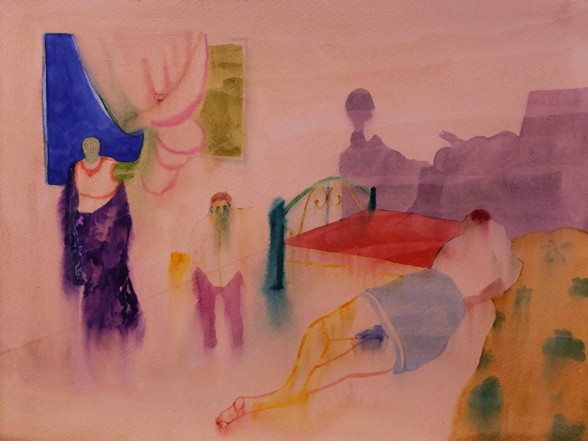 केकरो आस, केकरो खुजली (Someone's hope, someone's itch) by Shiv Shankar - Watercolor on paper