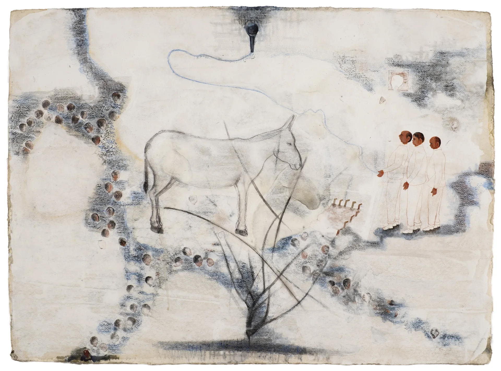 After the flood by Raju Baraiya - Mixed media on paper