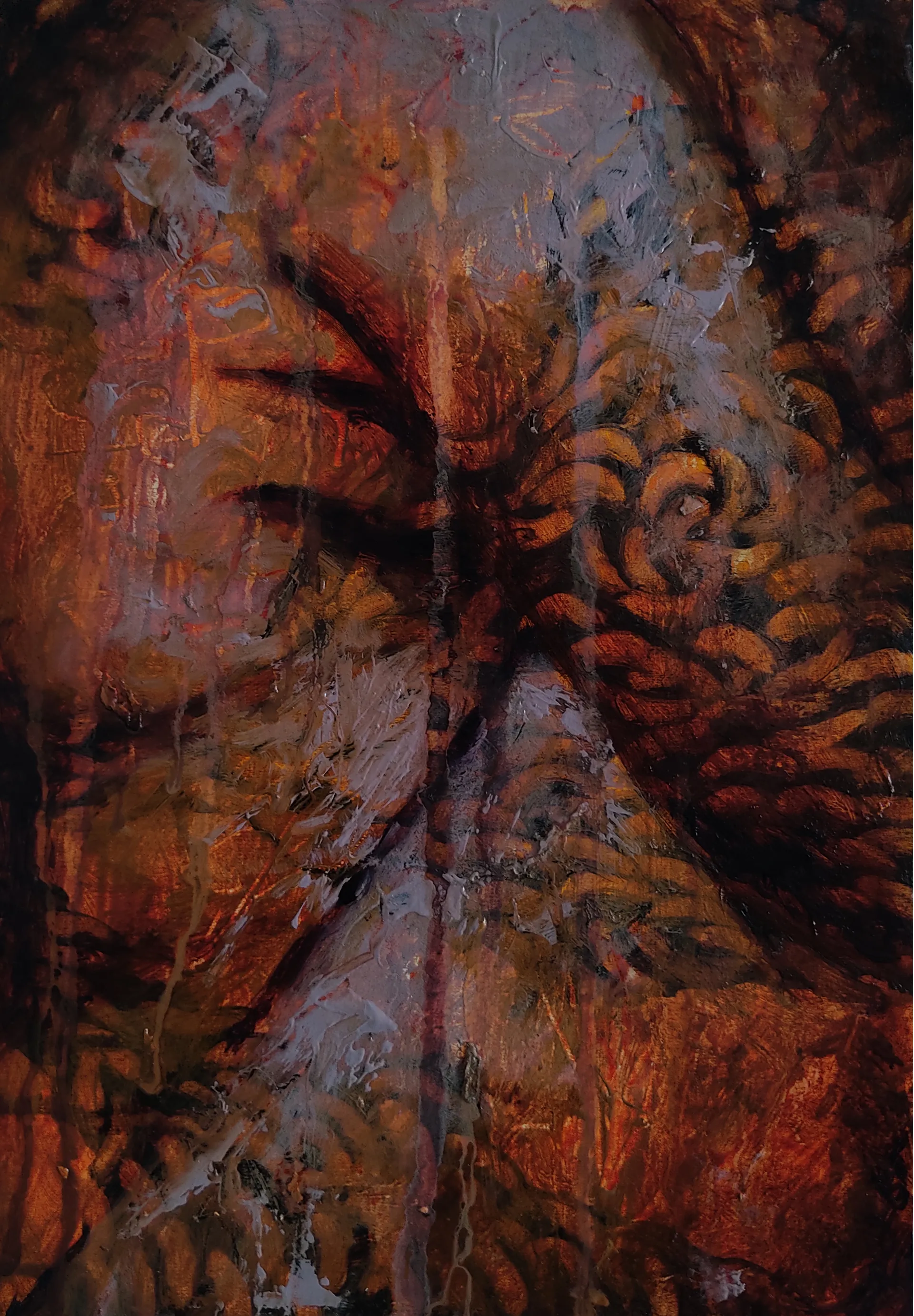 Chaos underneath the skin II, 2 by Riyanka Das - Oil on paper